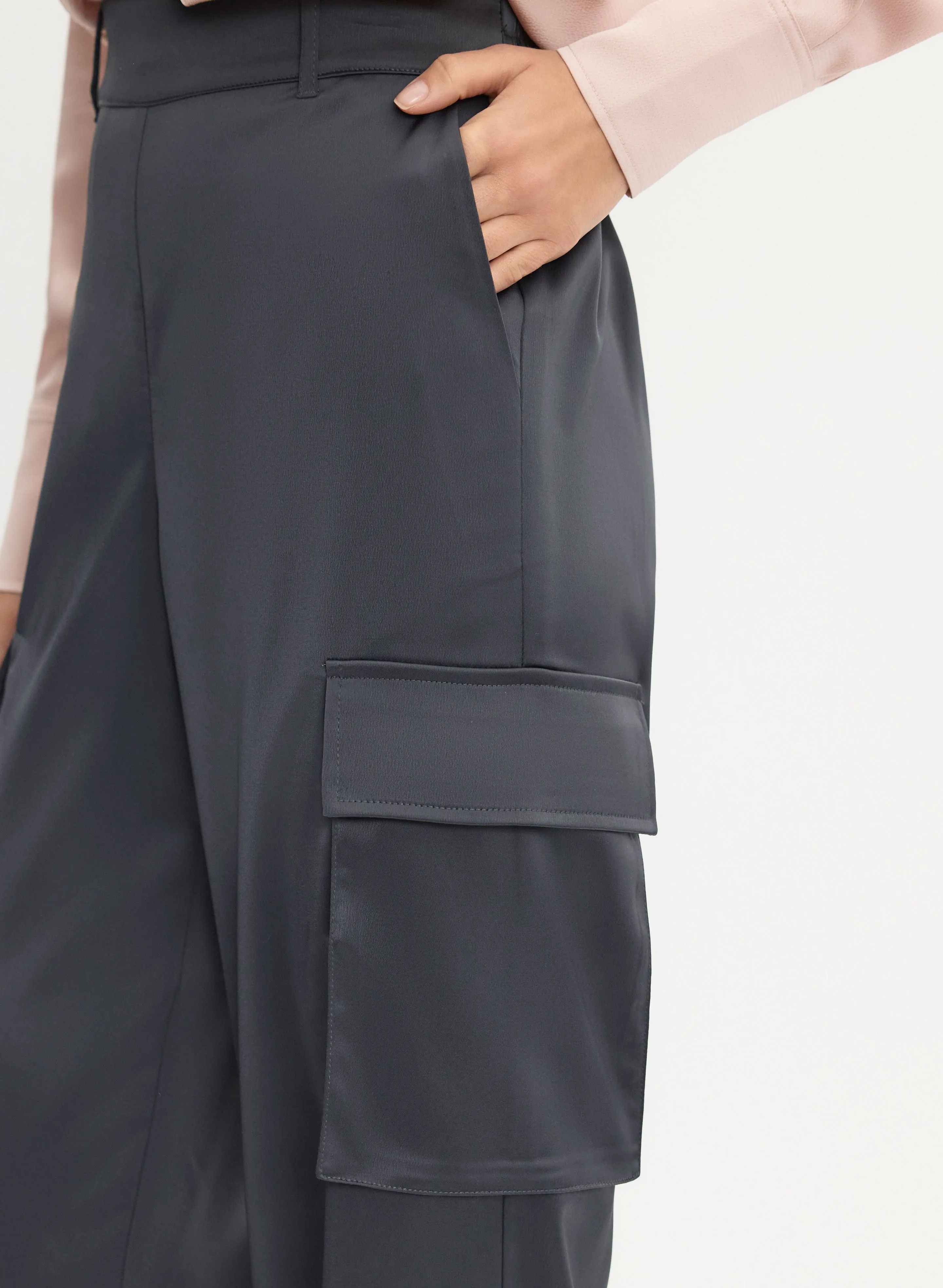 Satin Wide-Leg Cargo Pants sold by Melanie Lyne product image thumbnail 4
