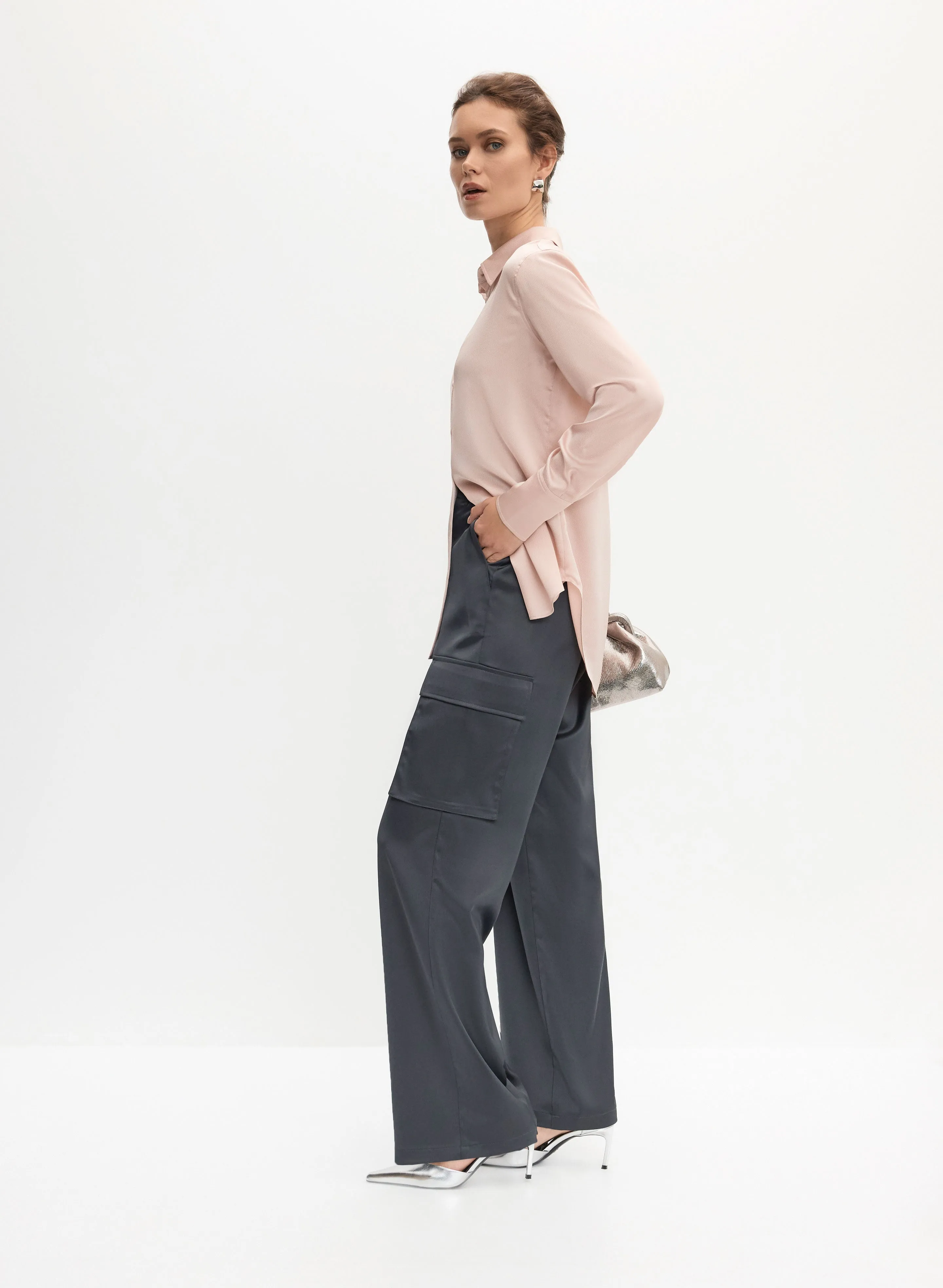 Satin Wide-Leg Cargo Pants sold by Melanie Lyne product image thumbnail 5