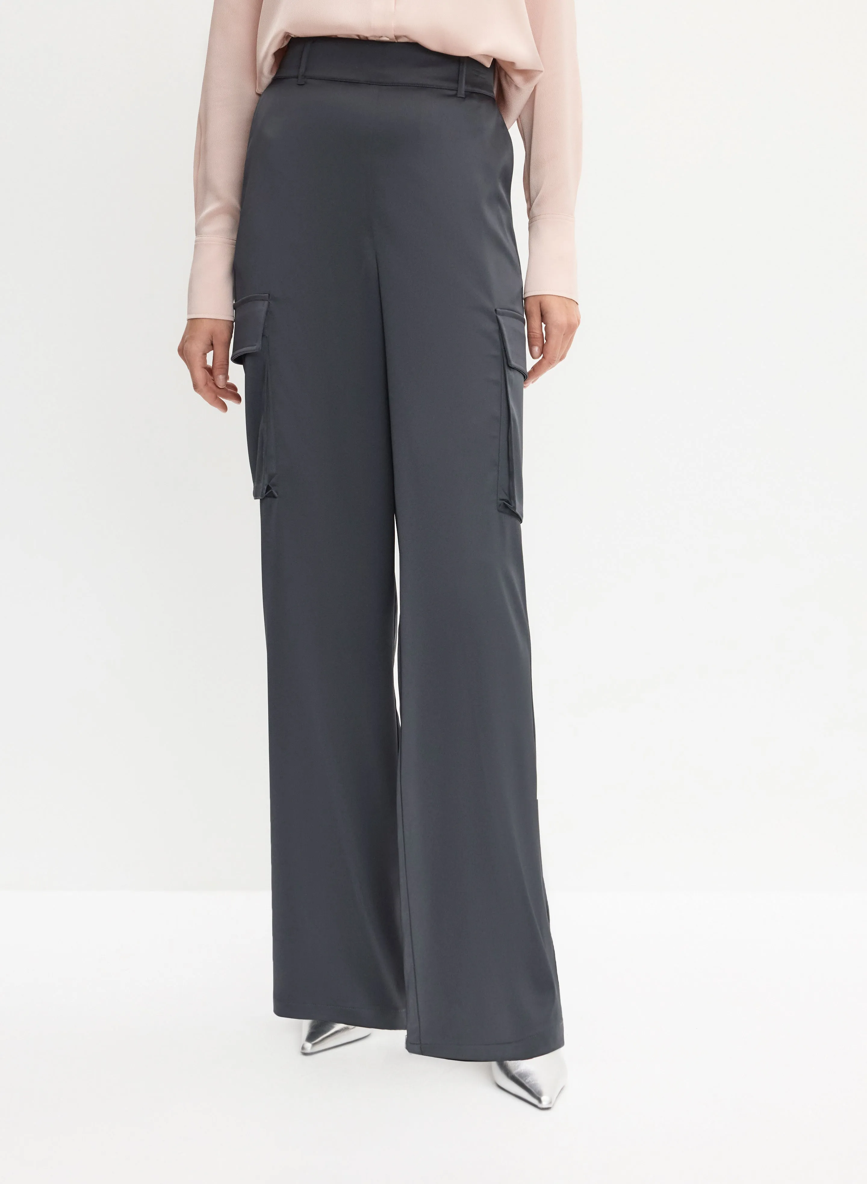 Satin Wide-Leg Cargo Pants sold by Melanie Lyne