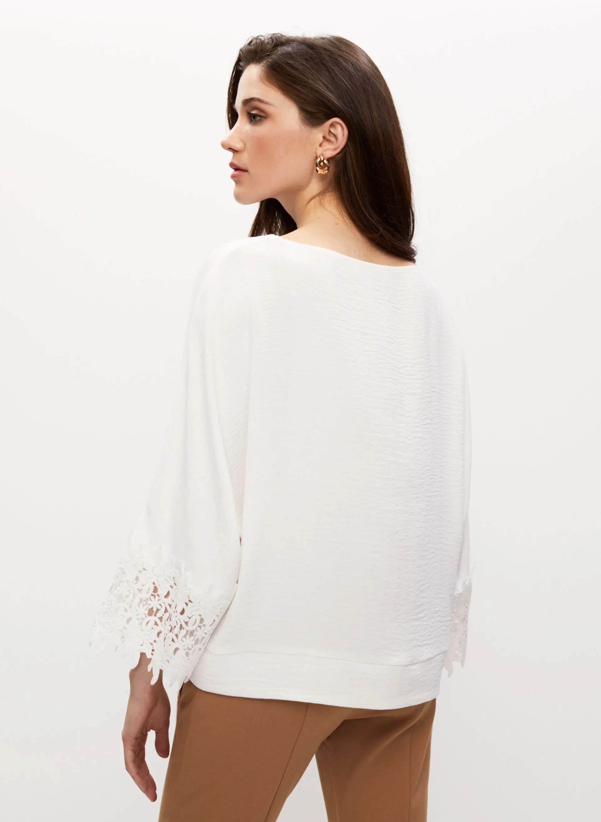 Lace Trim Wide Sleeve Blouse sold by Melanie Lyne product image thumbnail 4
