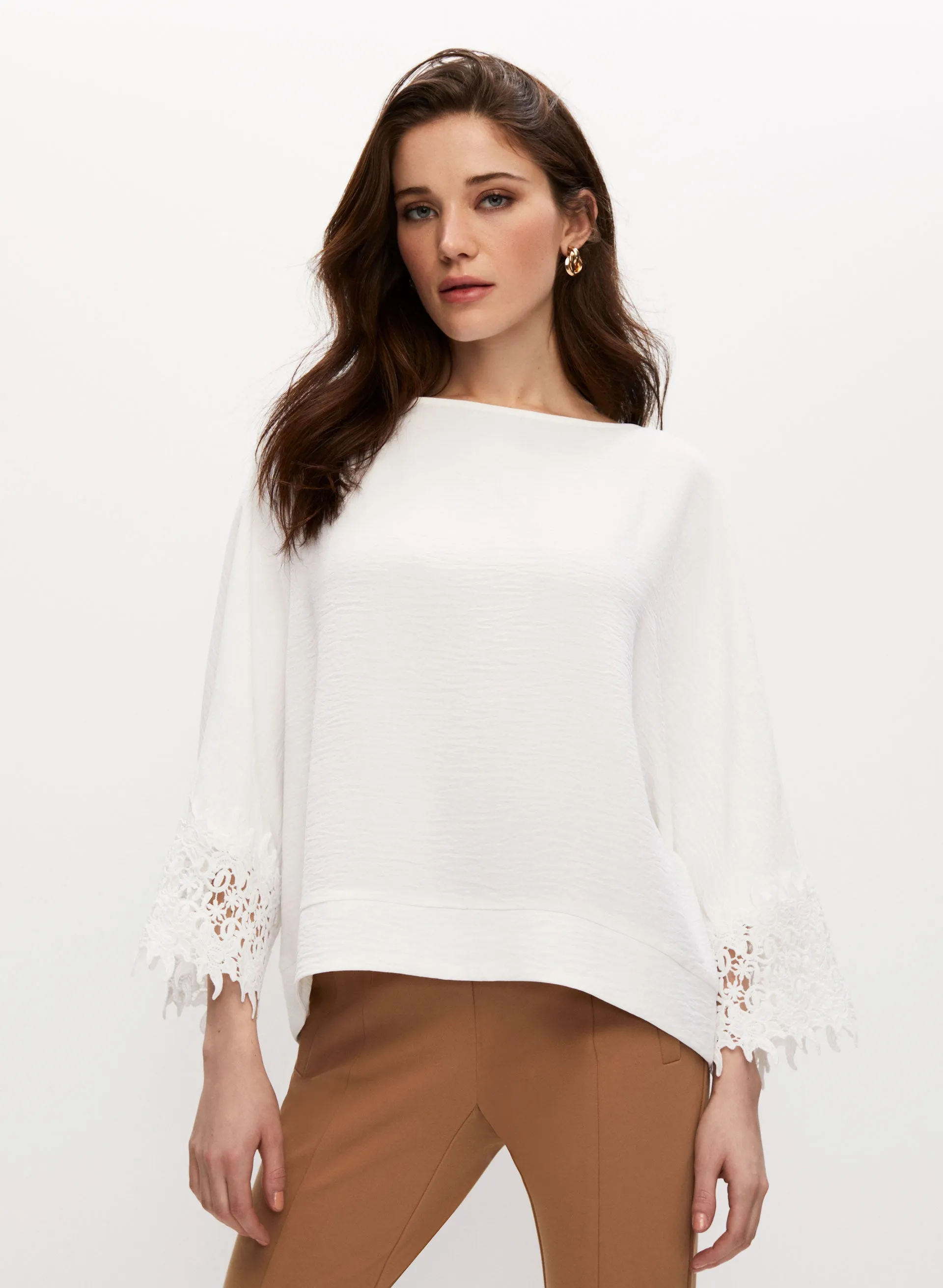 Lace Trim Wide Sleeve Blouse sold by Melanie Lyne