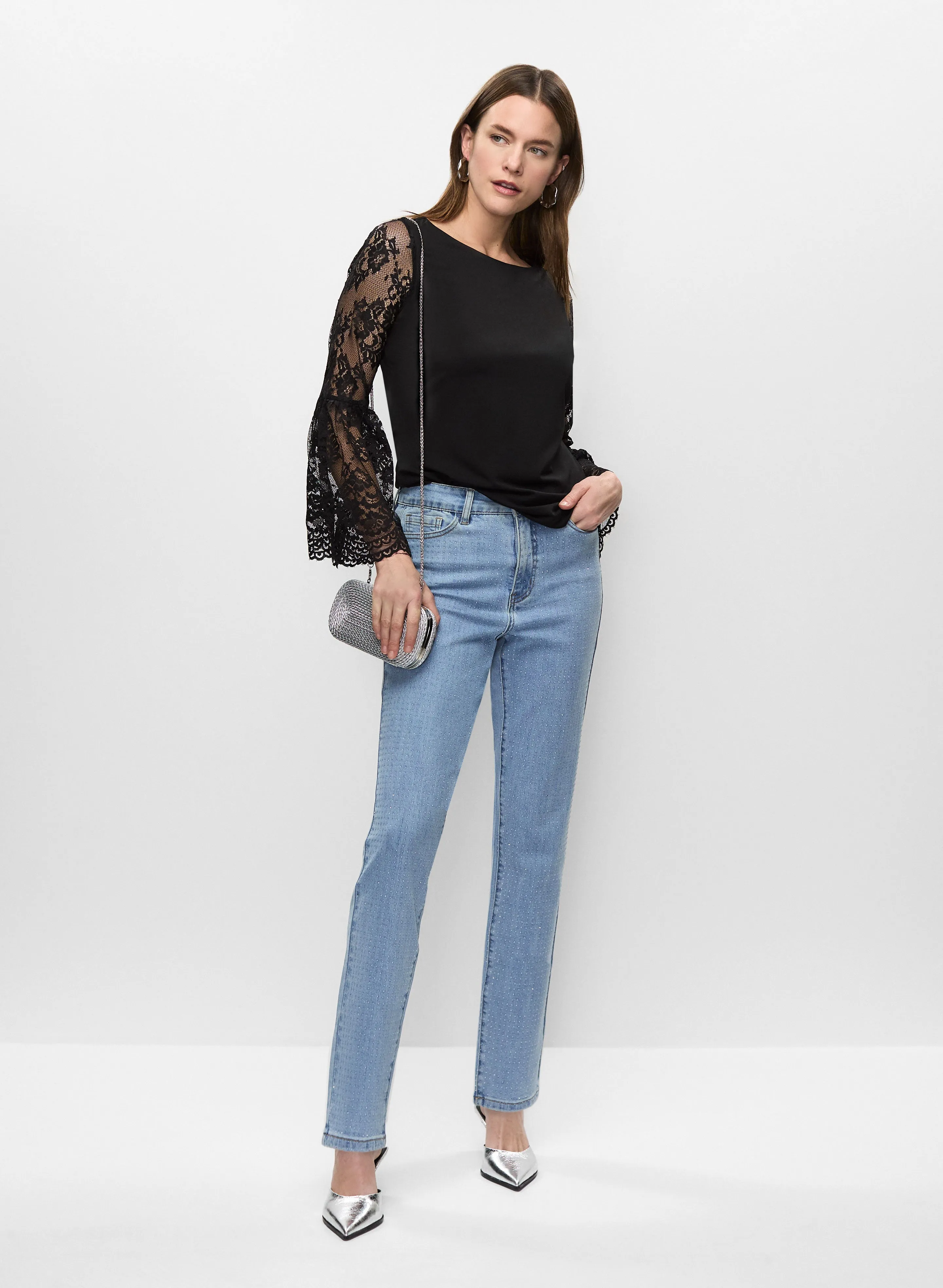 Lace Sleeve Top & Embellished Jeans sold by Melanie Lyne