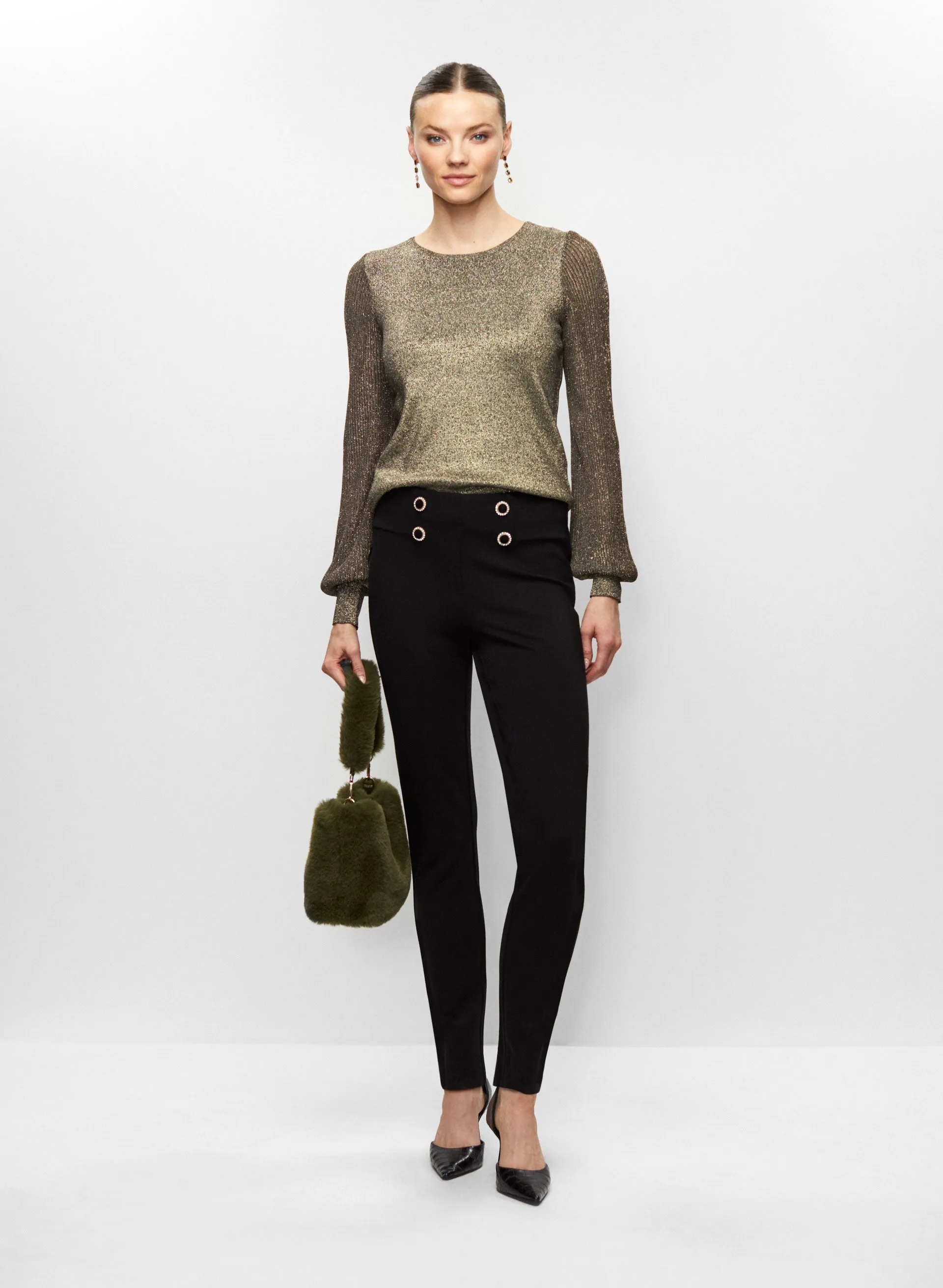 Straight Leg Pants & Metallic Sweater sold by Melanie Lyne