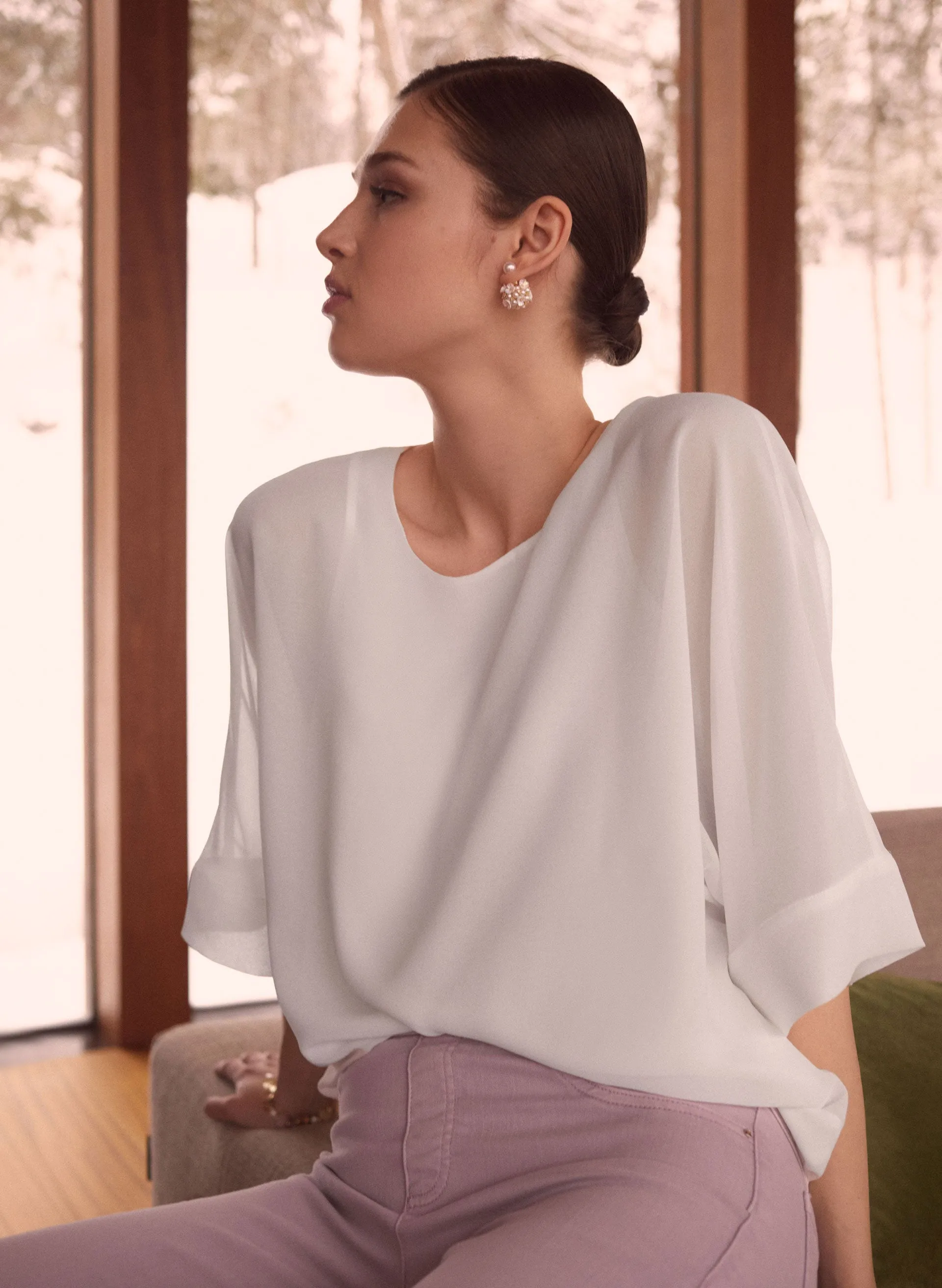 Essential Kimono Sleeve Chiffon Blouse sold by Melanie Lyne product image thumbnail 3