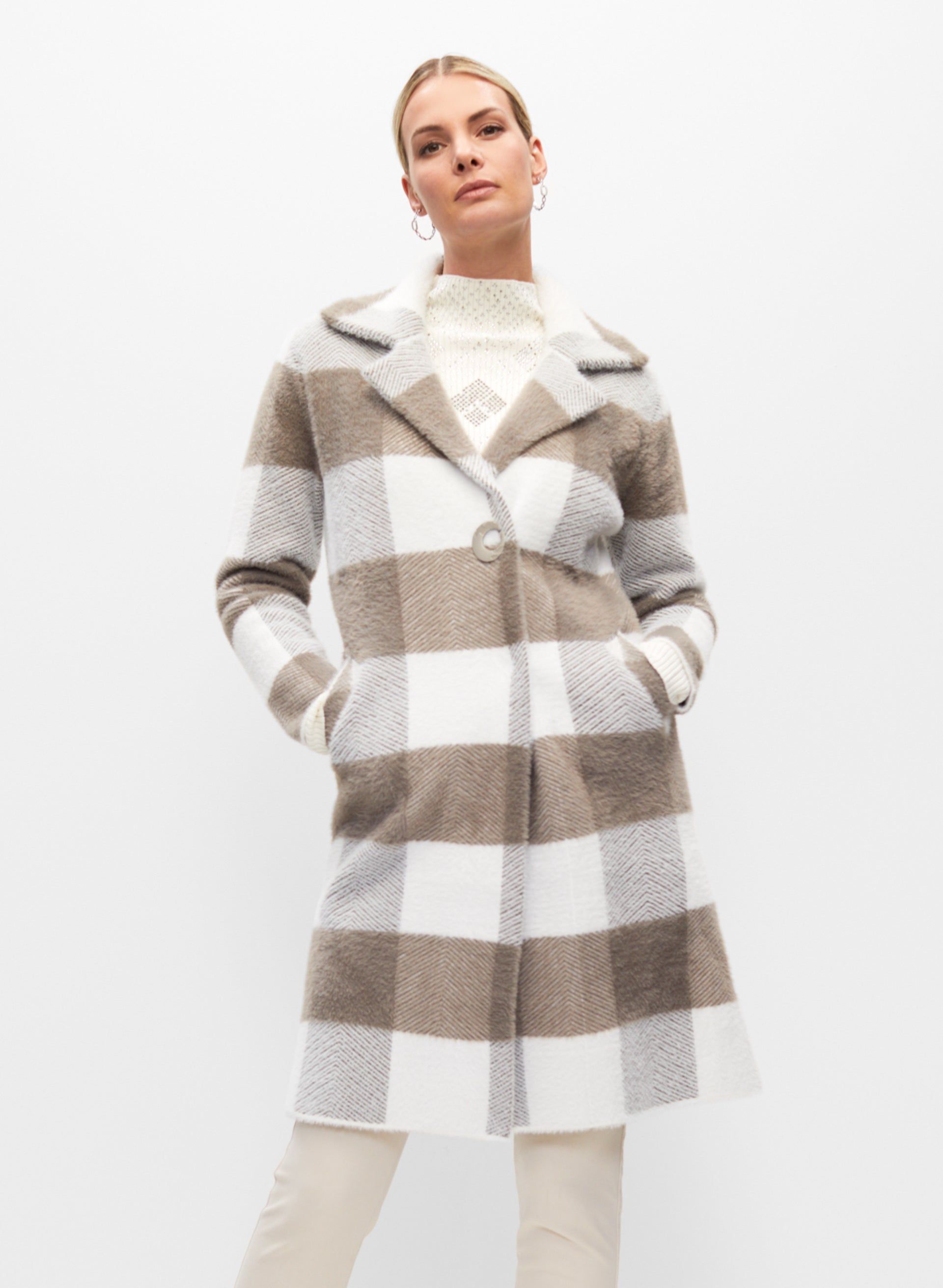 Plaid Notch Collar Coatigan sold by Melanie Lyne