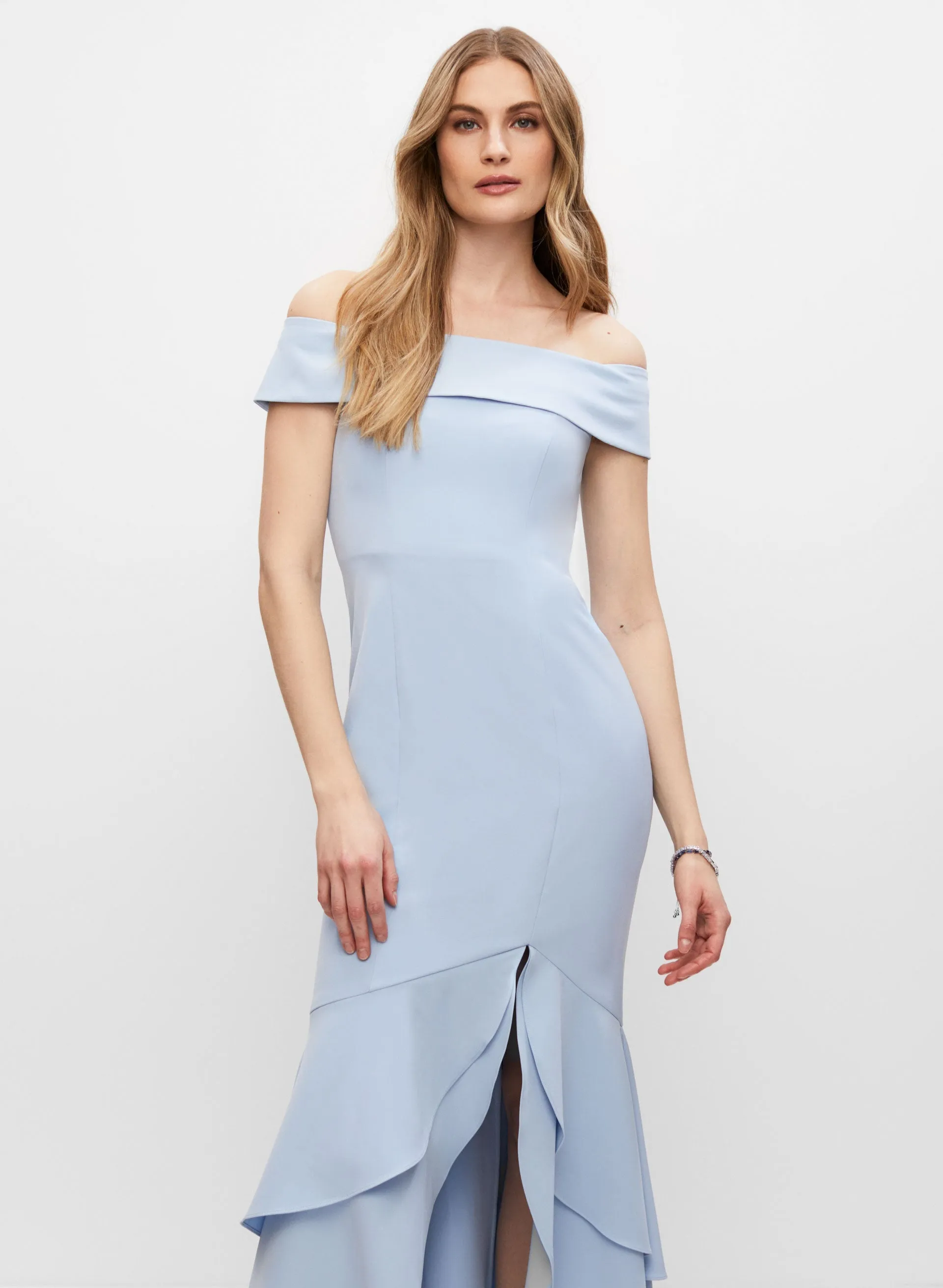 Adrianna Papell - Off-the-Shoulder Slit Dress sold by Melanie Lyne product image thumbnail 5