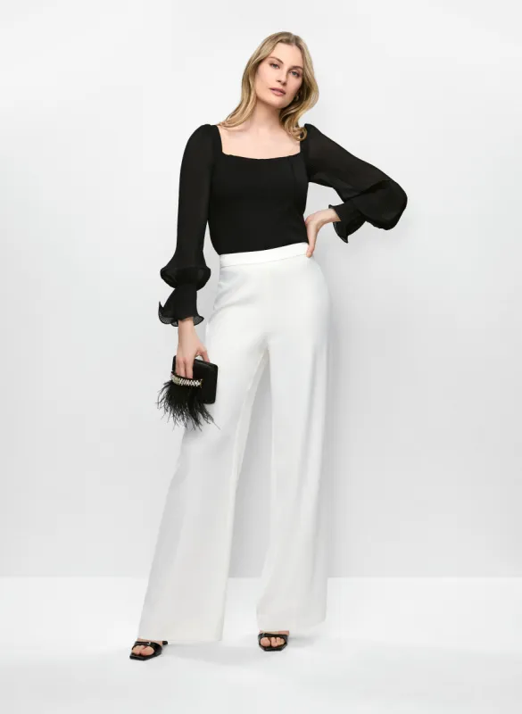 Square Neck Top & Satin Waist Wide Leg Pants sold by Melanie Lyne
