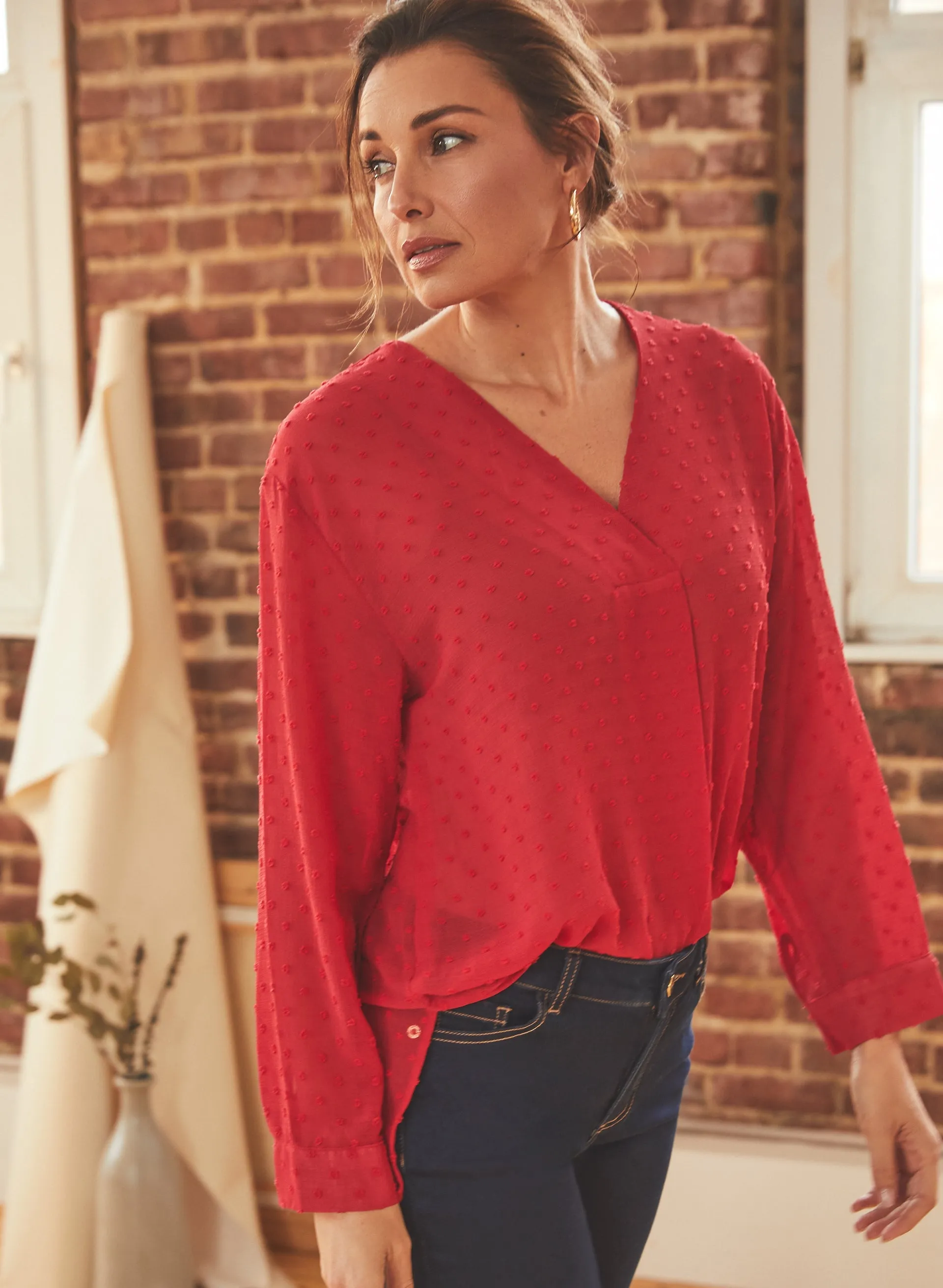 Vince Camuto - Dotted Motif V-Neck Blouse sold by Melanie Lyne