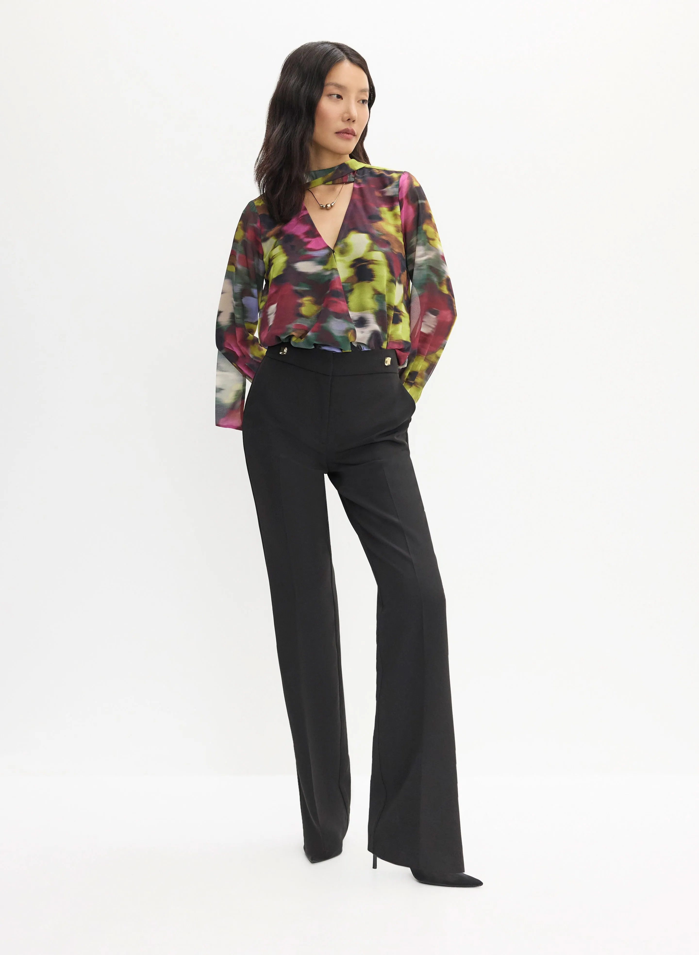 Floral Print Chiffon Blouse & Straight Leg Pants sold by Melanie Lyne