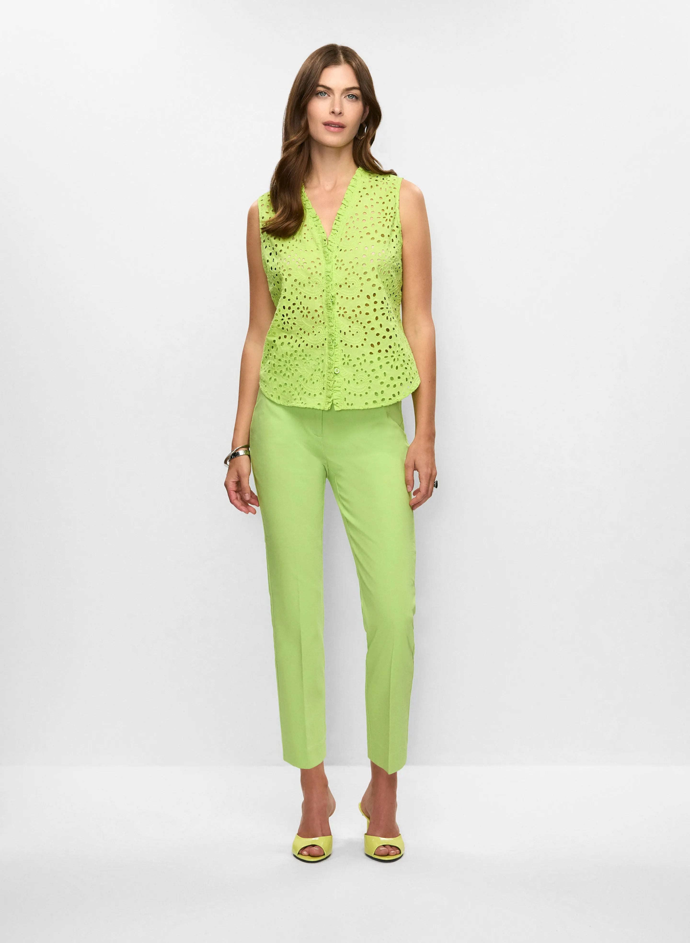 Frilled Sleeveless Eyelet Blouse sold by Melanie Lyne product image thumbnail 2