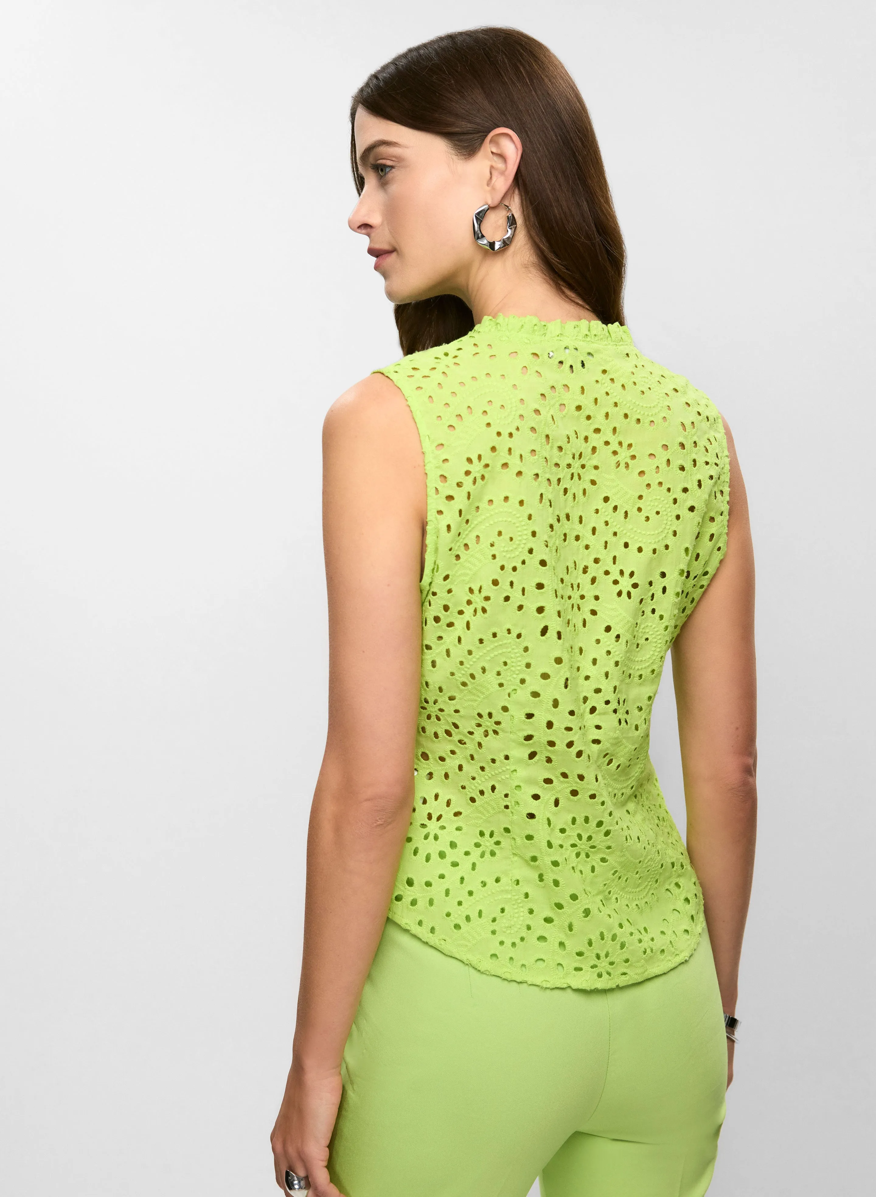 Frilled Sleeveless Eyelet Blouse sold by Melanie Lyne product image thumbnail 4