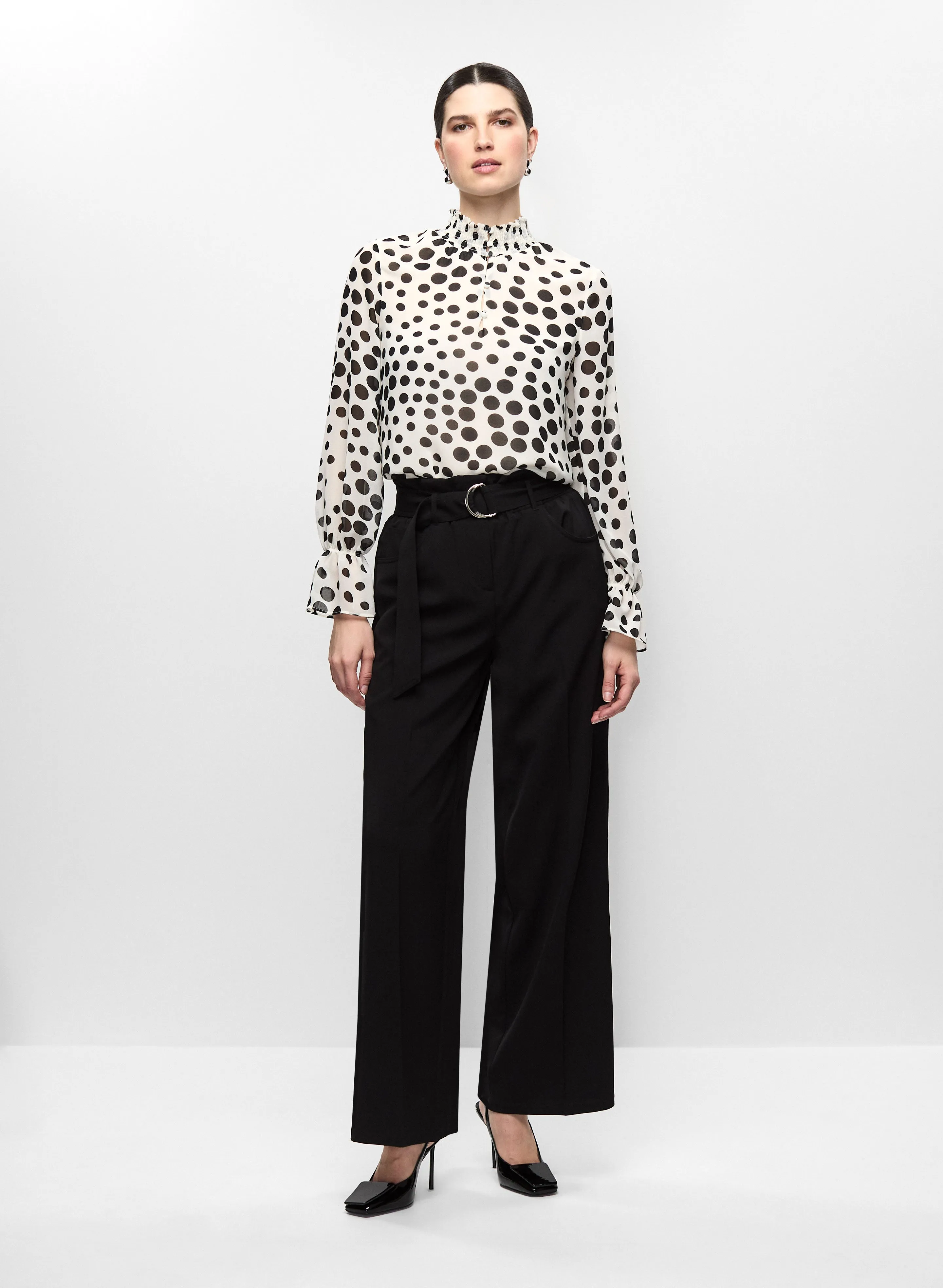 Polka Dot Chiffon Blouse & Belted Wide Leg Pants sold by Melanie Lyne
