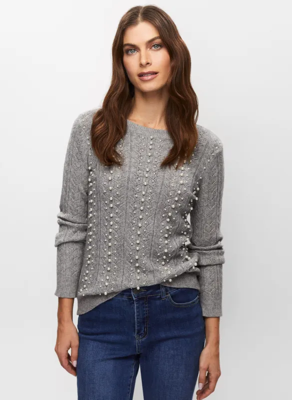 Pearl Detail Pointelle Sweater sold by Melanie Lyne