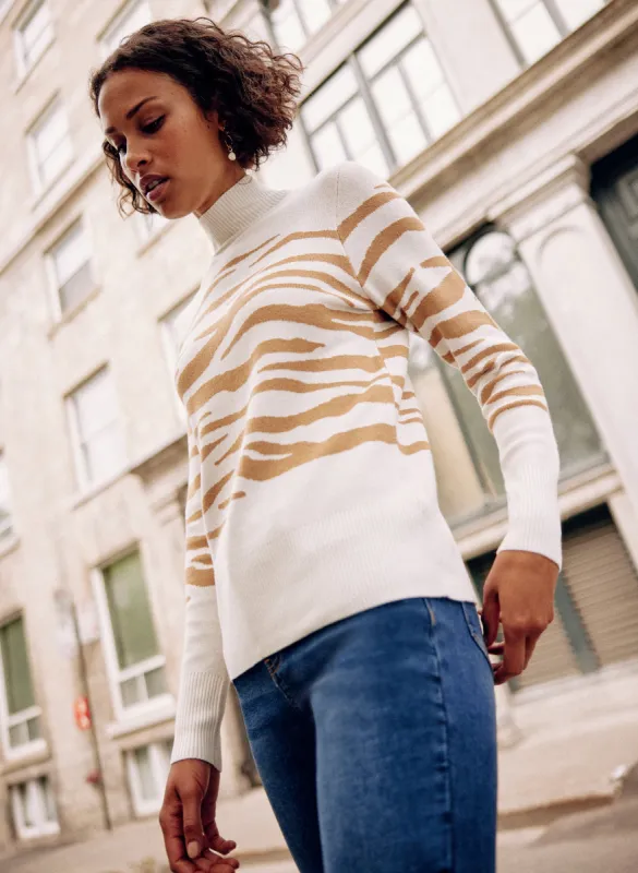 Zebra Print Mock Neck Sweater sold by Melanie Lyne