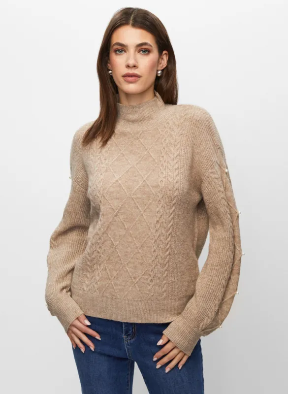 Pearl Embellished Rib Knit Sweater sold by Melanie Lyne