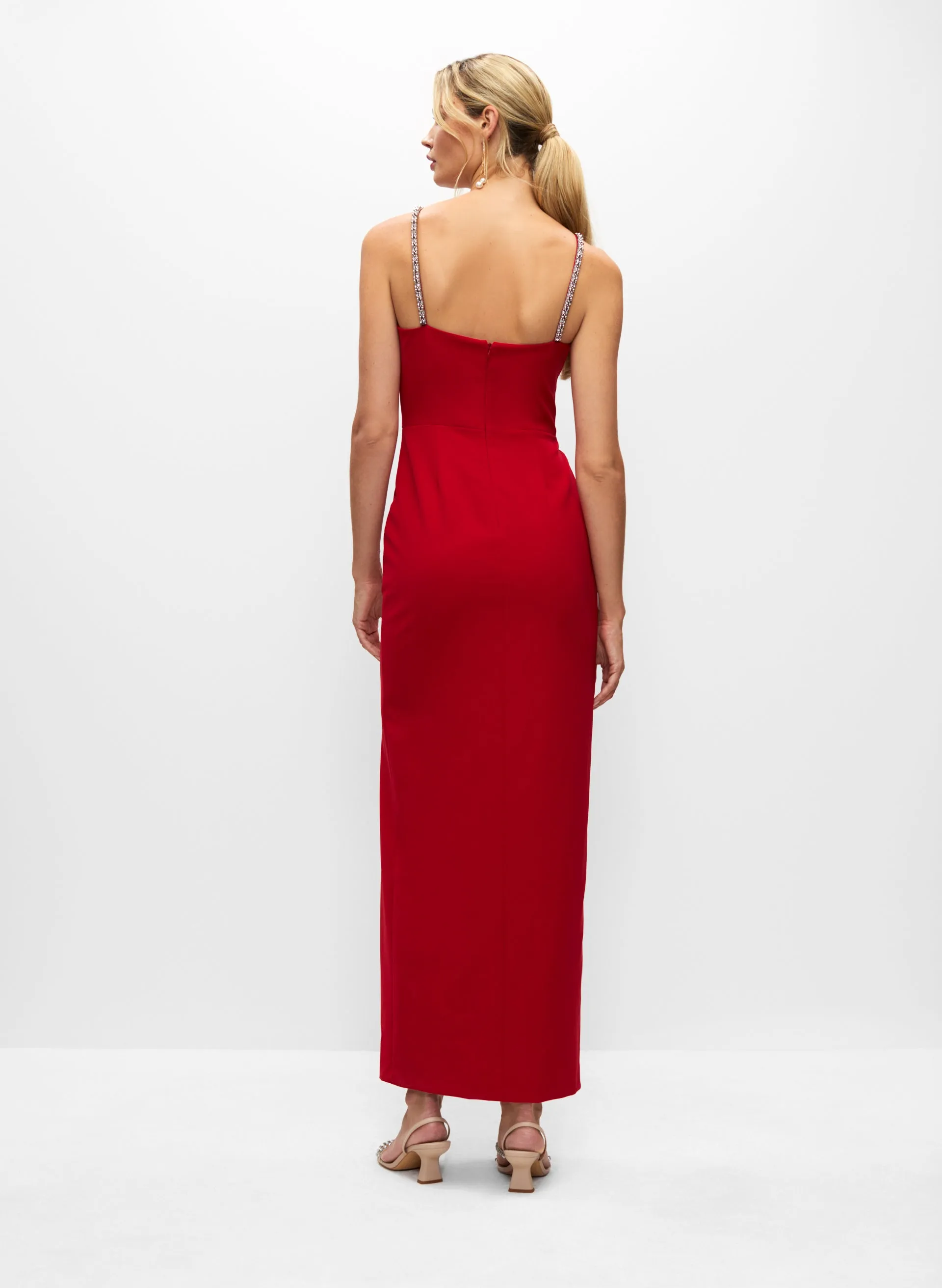 Rhinestone Strap High Slit Gown sold by Melanie Lyne product image thumbnail 2