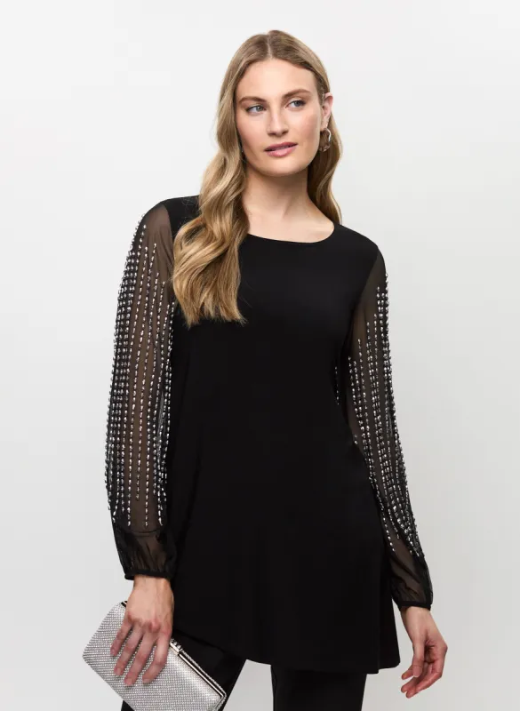 Joseph Ribkoff - Embellished Sheer Sleeve Top made by Melanie Lyne