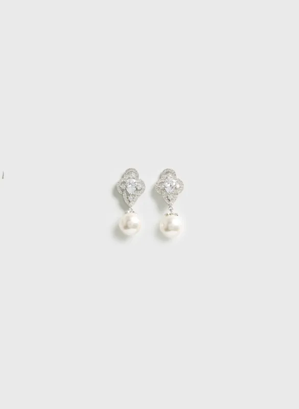 Pearl Cubic Zirconia Earrings sold by Melanie Lyne