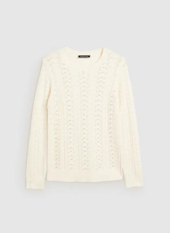 Pearl Detail Pointelle Sweater sold by Melanie Lyne