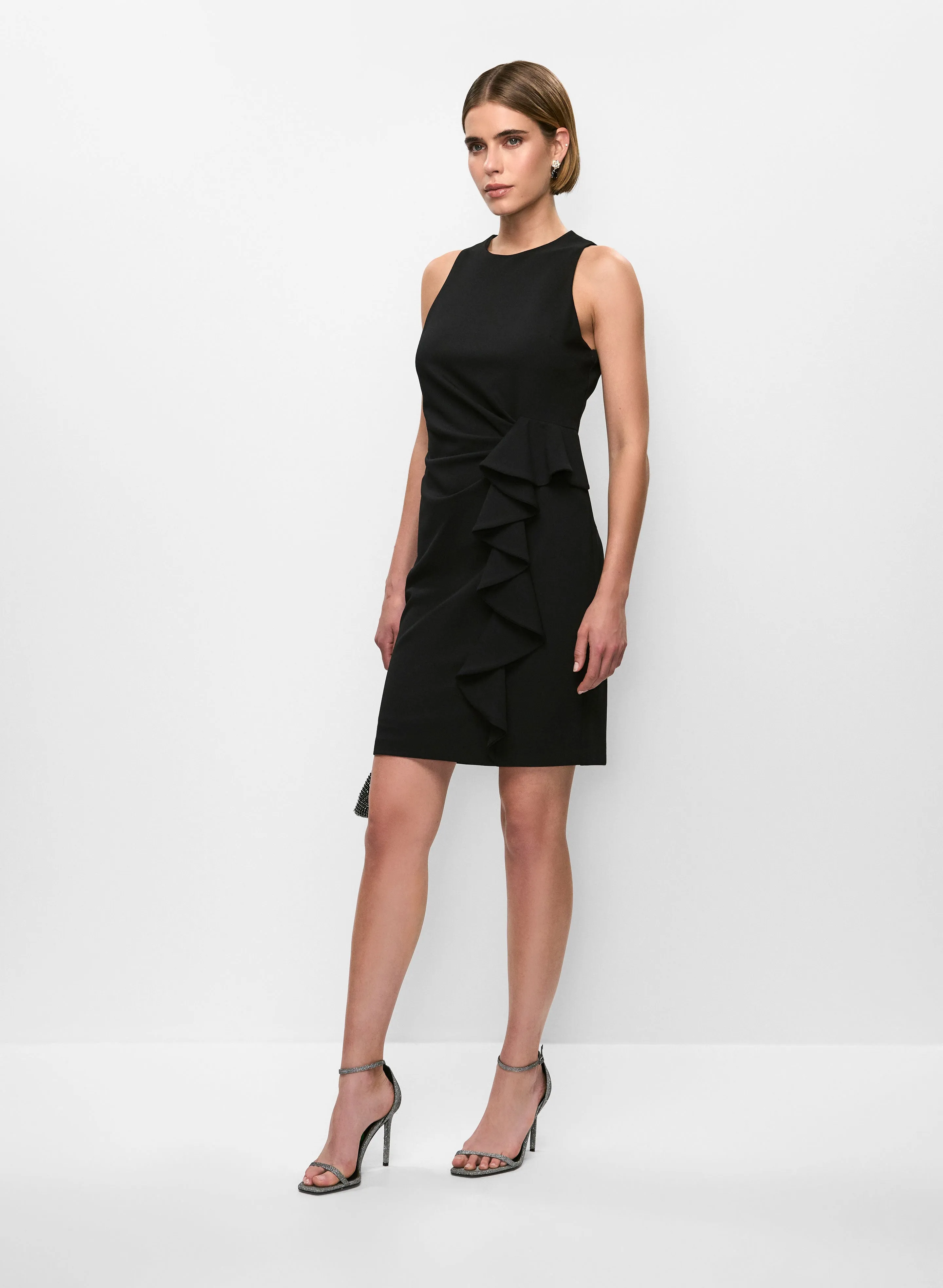 Sleeveless Side-Ruffle Crepe Dress sold by Melanie Lyne product image thumbnail 3