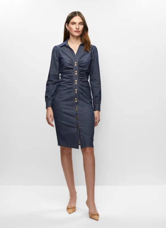 Ruched Denim Shirt Dress sold by Melanie Lyne