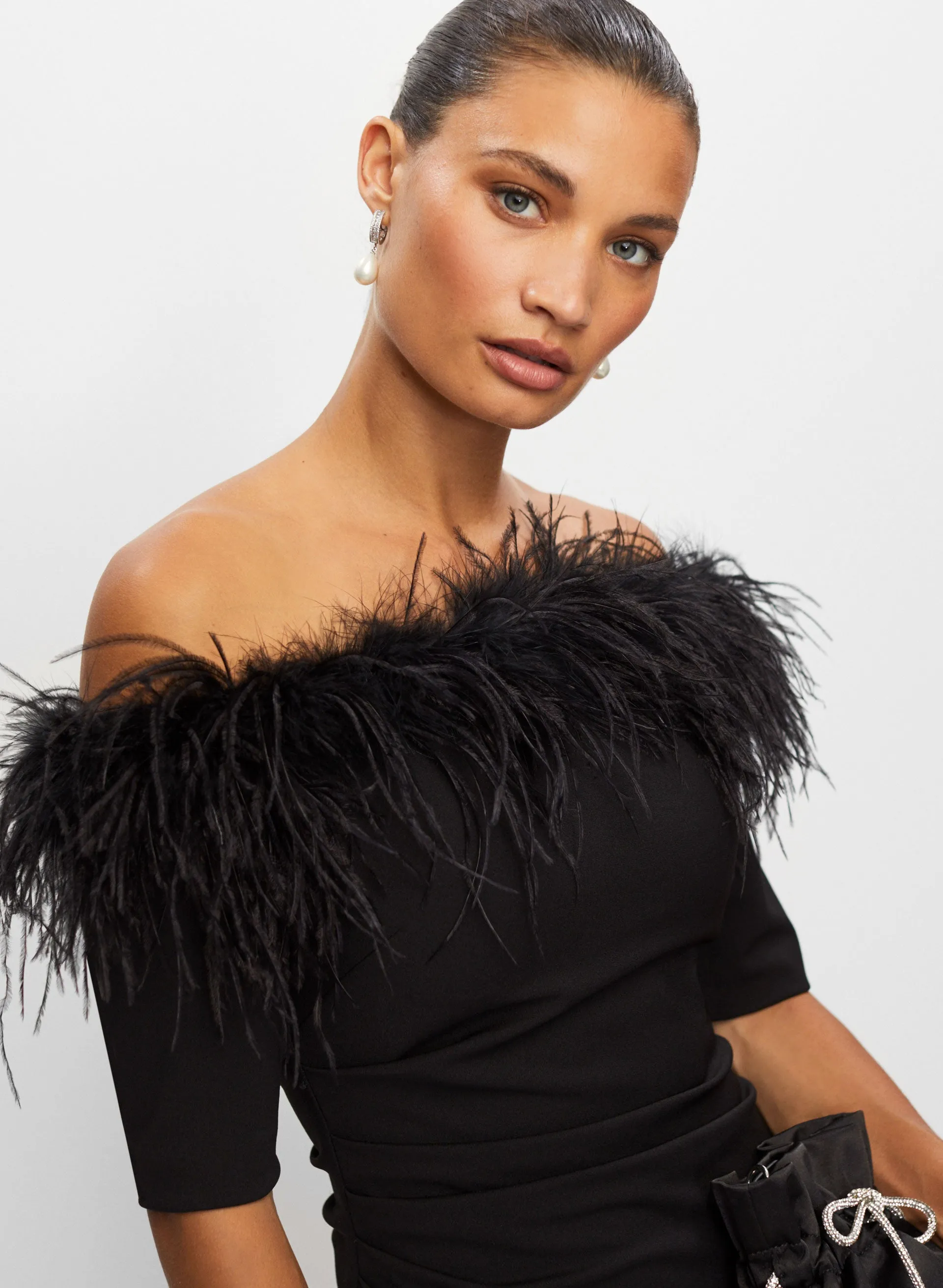 Off-the-Shoulder Feather Dress sold by Melanie Lyne product image thumbnail 2