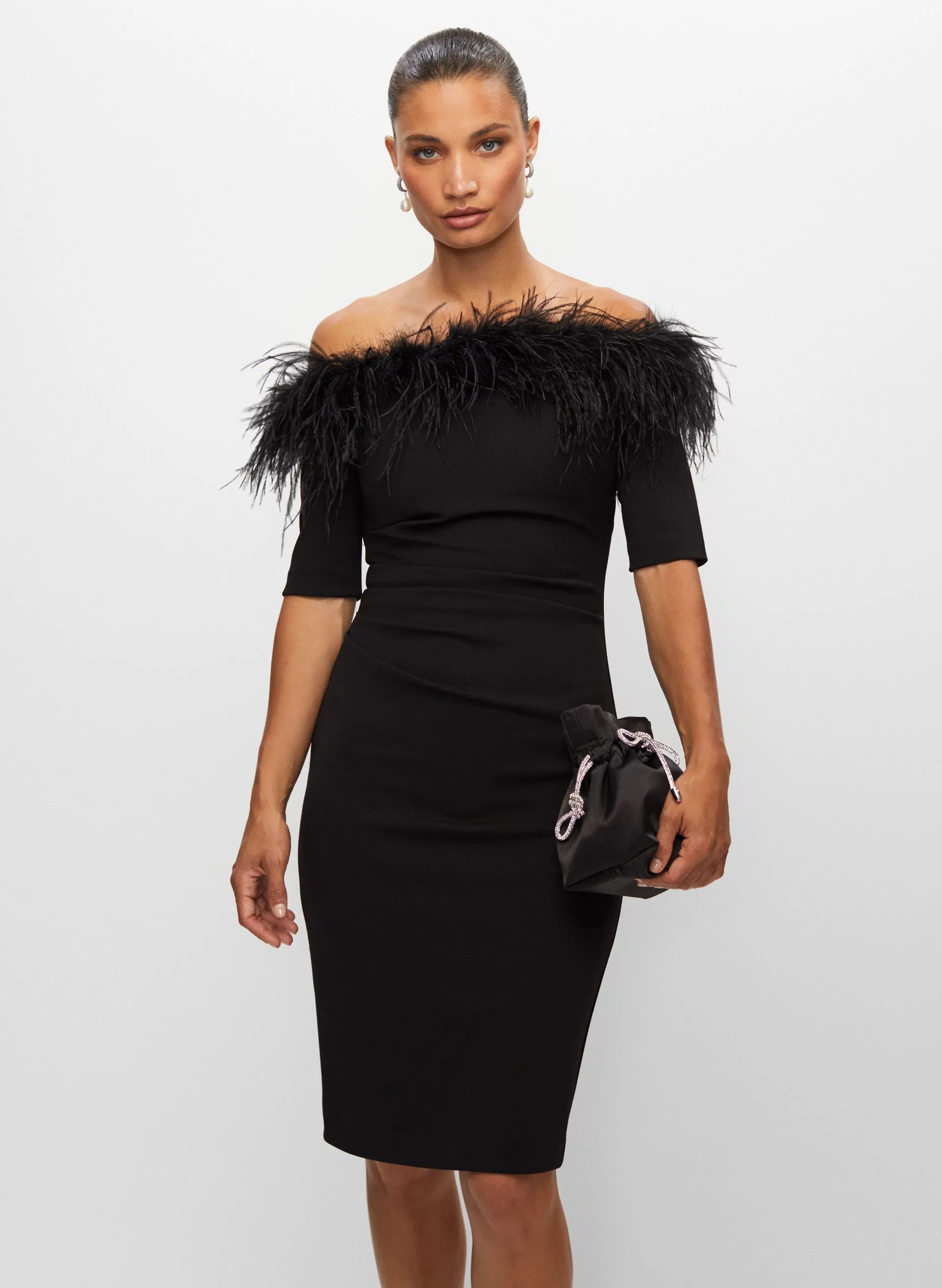 Off-the-Shoulder Feather Dress sold by Melanie Lyne product image thumbnail 5