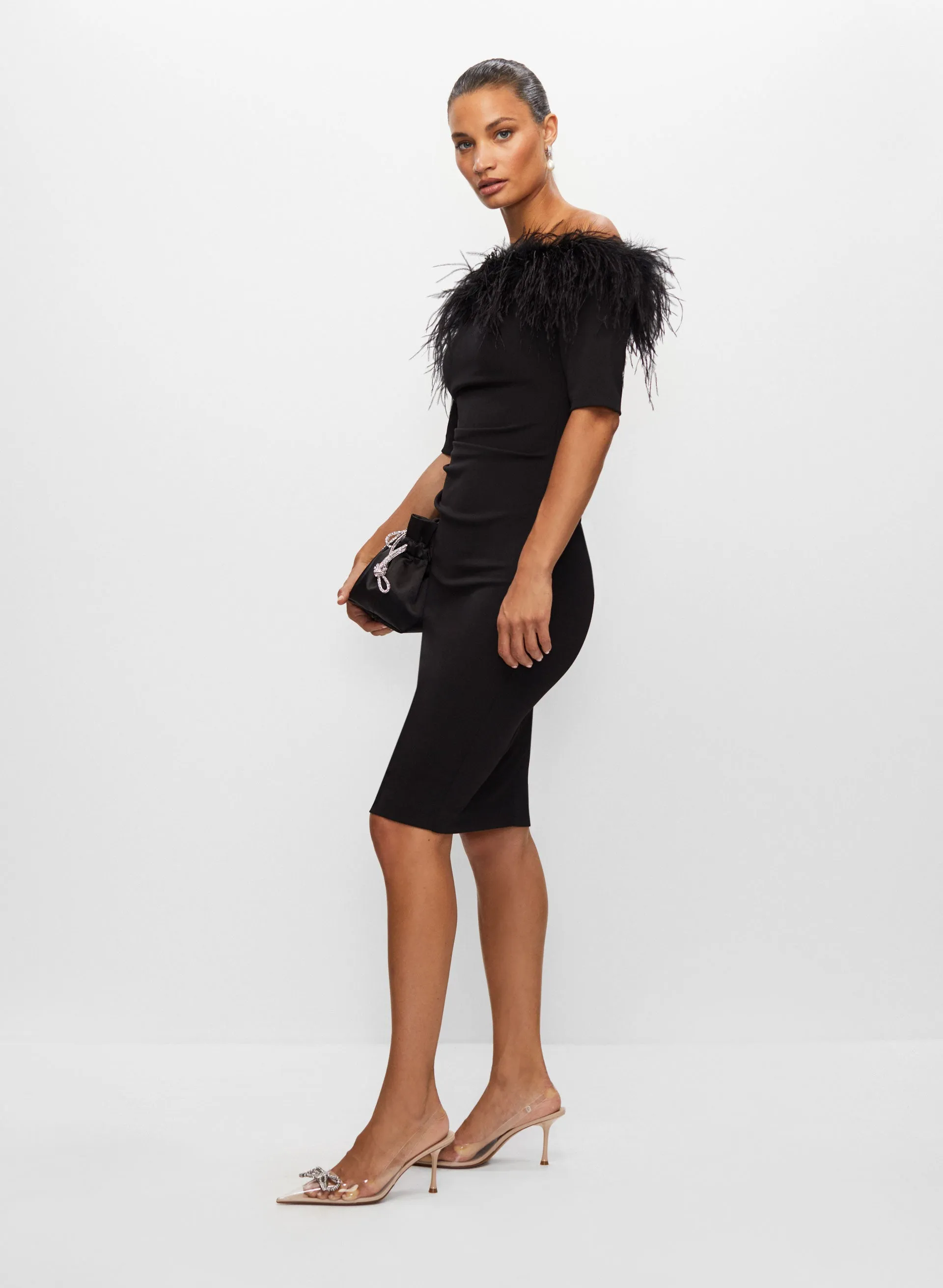 Off-the-Shoulder Feather Dress sold by Melanie Lyne product image thumbnail 3