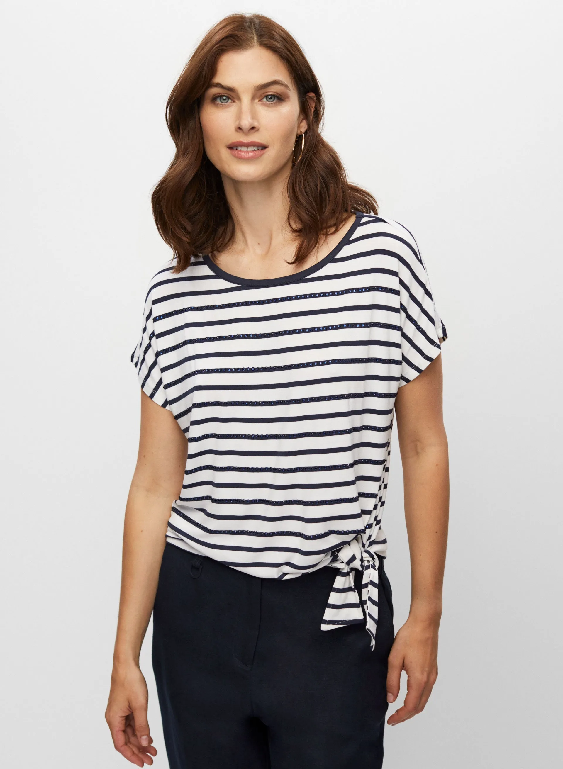 Stripe Print Side Tie Tee sold by Melanie Lyne