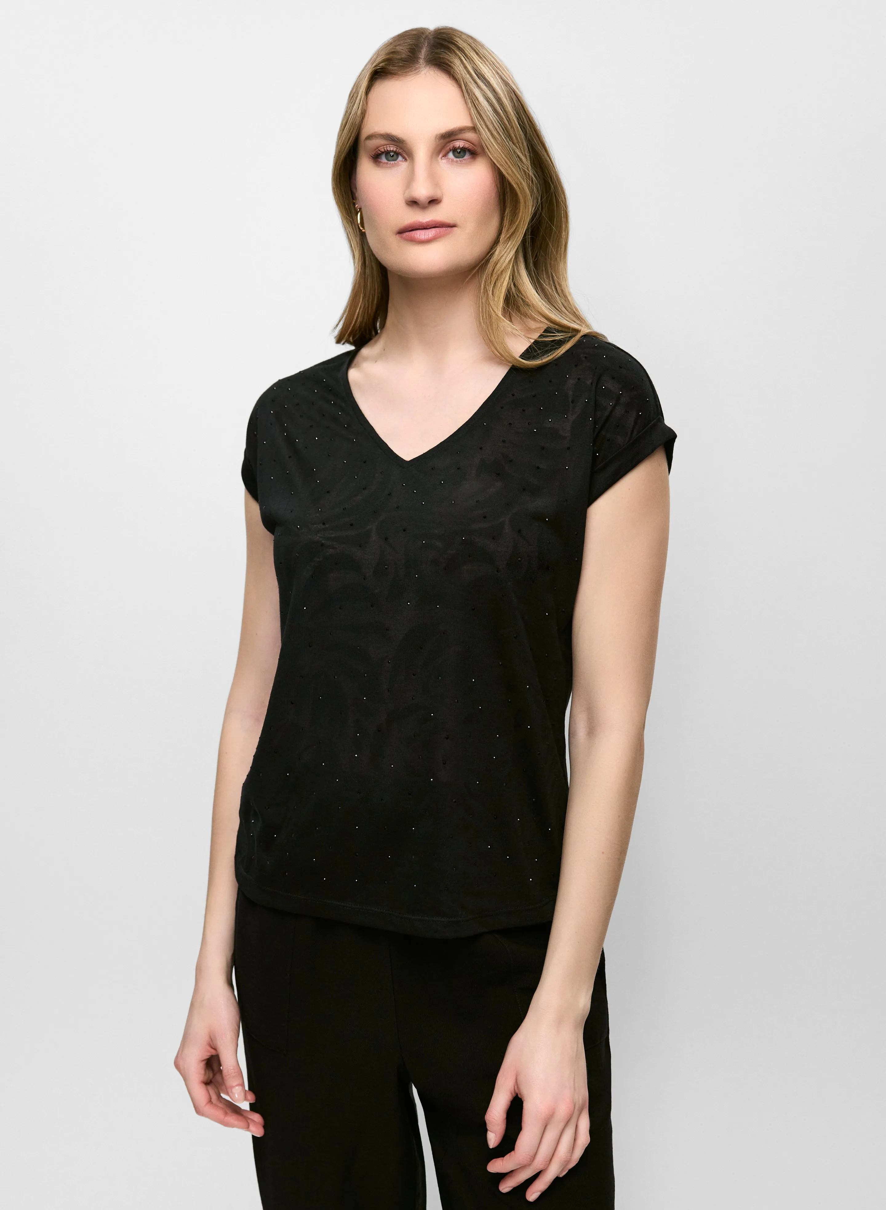 Embellished V-Neck Burnout Tee sold by Melanie Lyne product image thumbnail 5