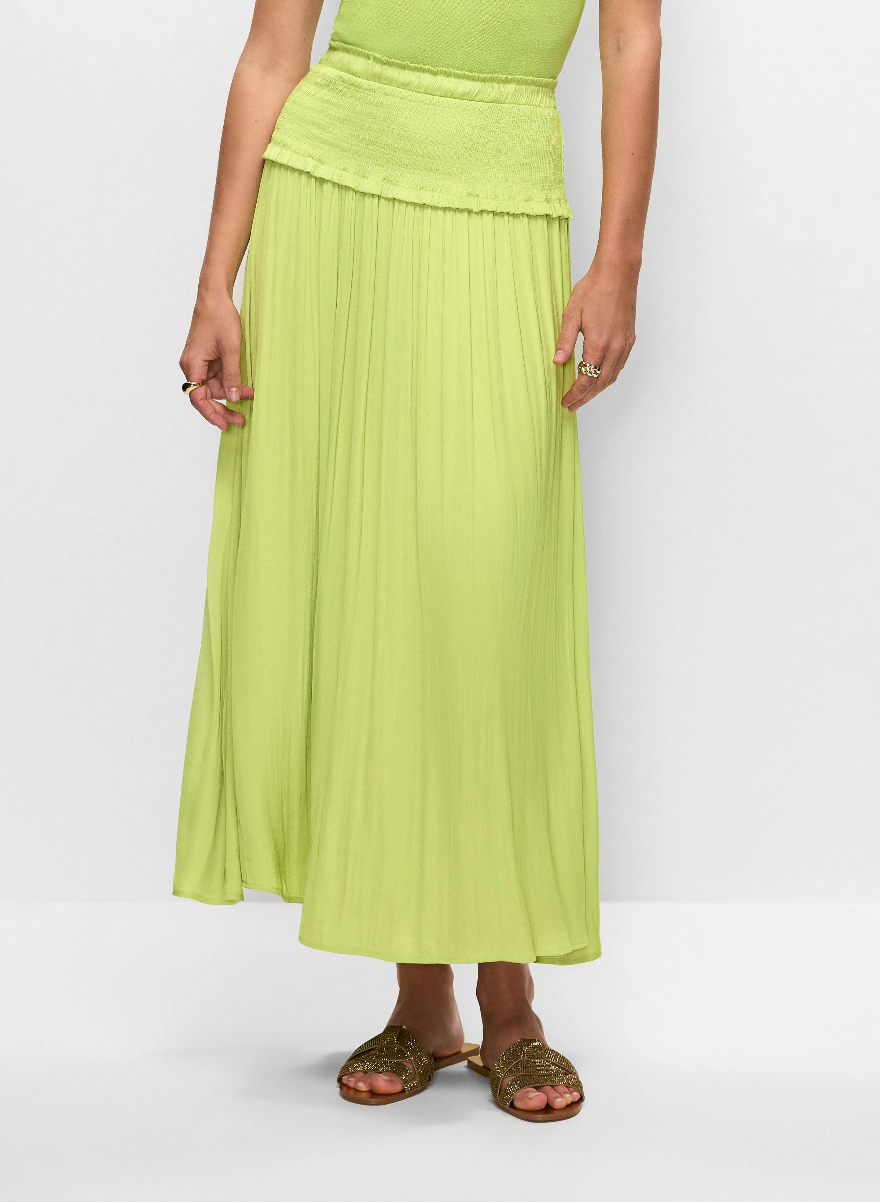 Shirred Waist Satin Maxi Skirt sold by Melanie Lyne