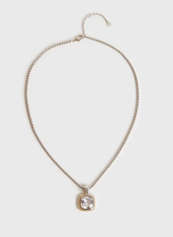 Square Faceted Stone Pendant Necklace sold by Melanie Lyne