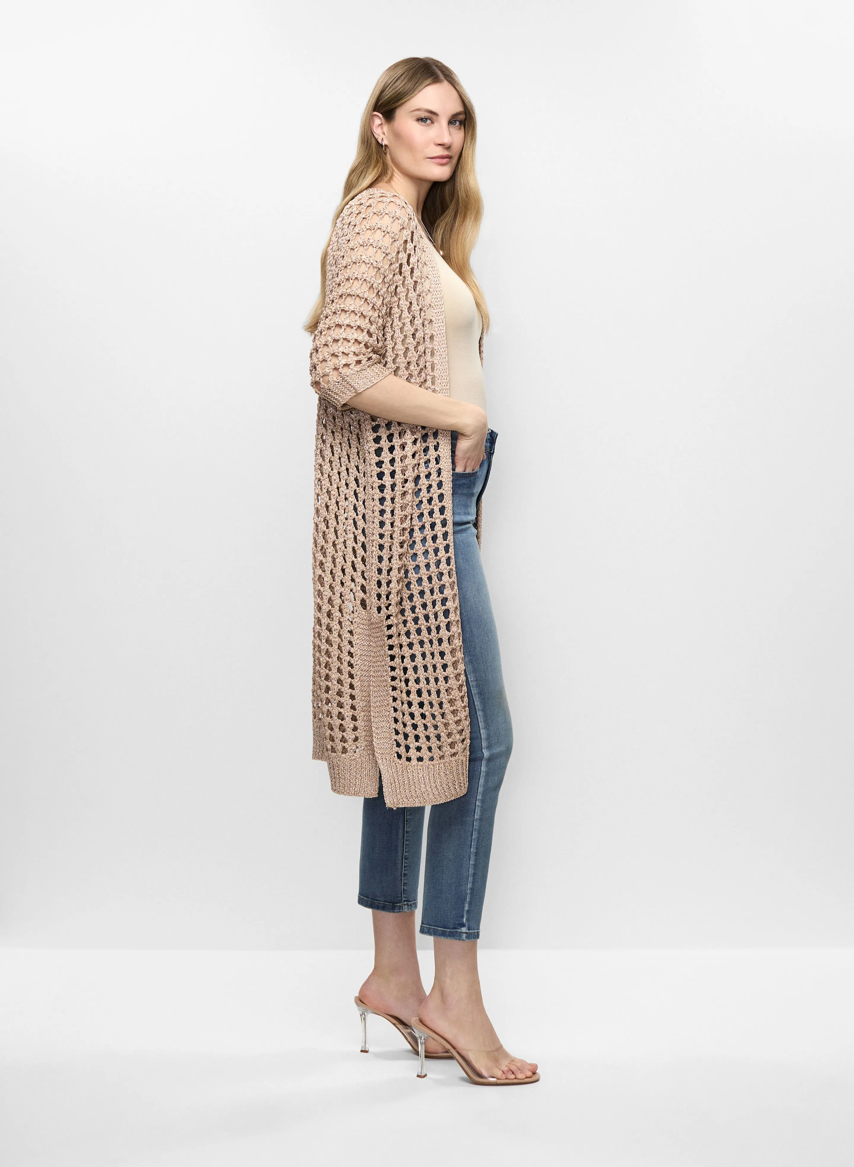 Joseph Ribkoff - Open-Knit Duster Cardigan sold by Melanie Lyne product image thumbnail 3