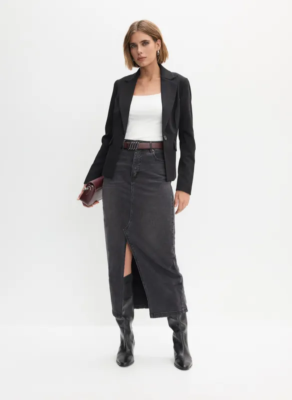Notch Collar Jacket & Denim Skirt sold by Melanie Lyne