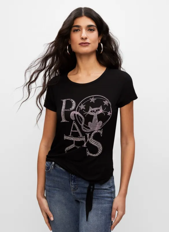 Frank Lyman - Stud Detail Text Print Tee sold by Melanie Lyne