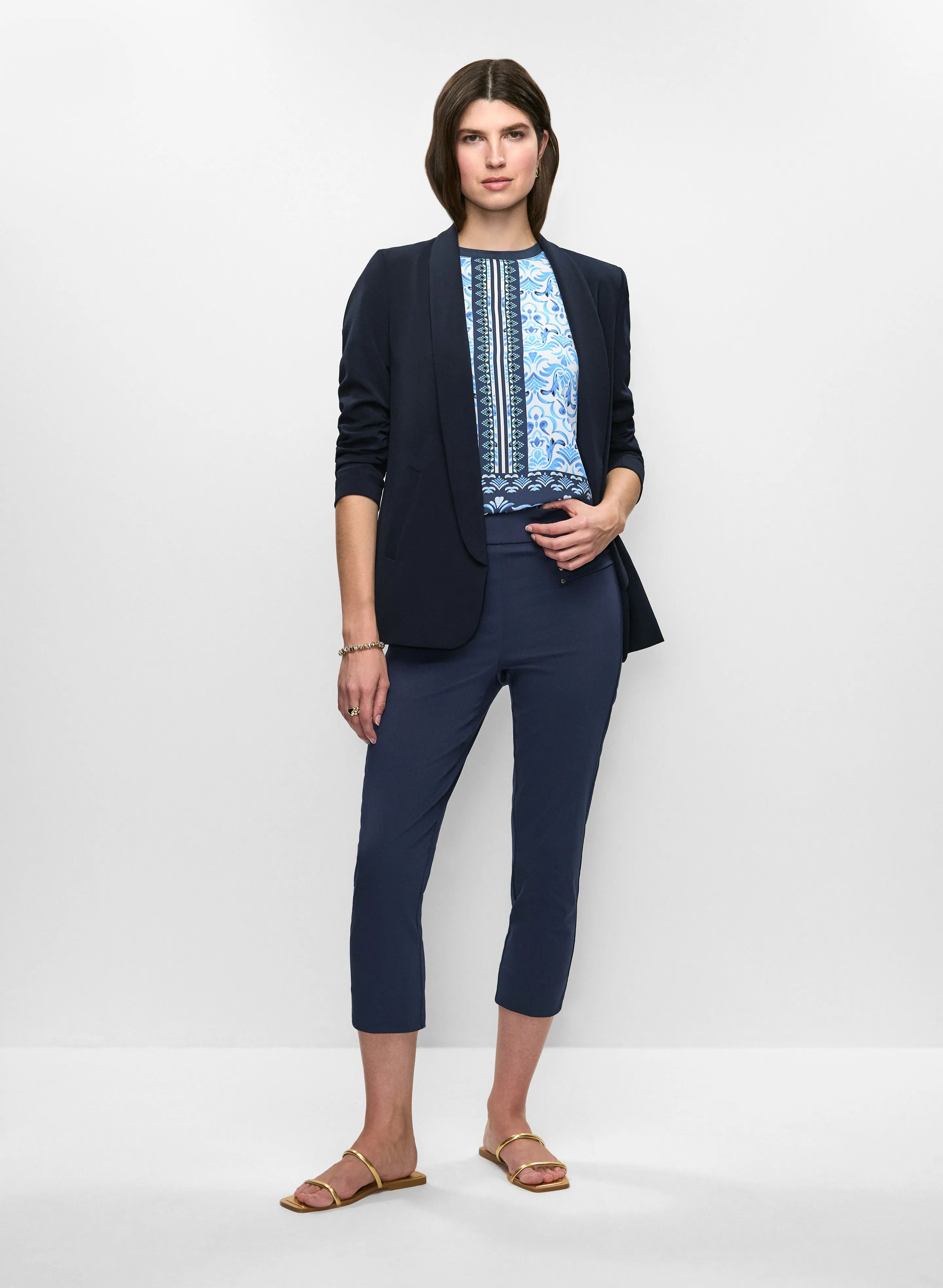 Ruched Sleeve Blazer & Pull-On Slit Hem Capris sold by Melanie Lyne