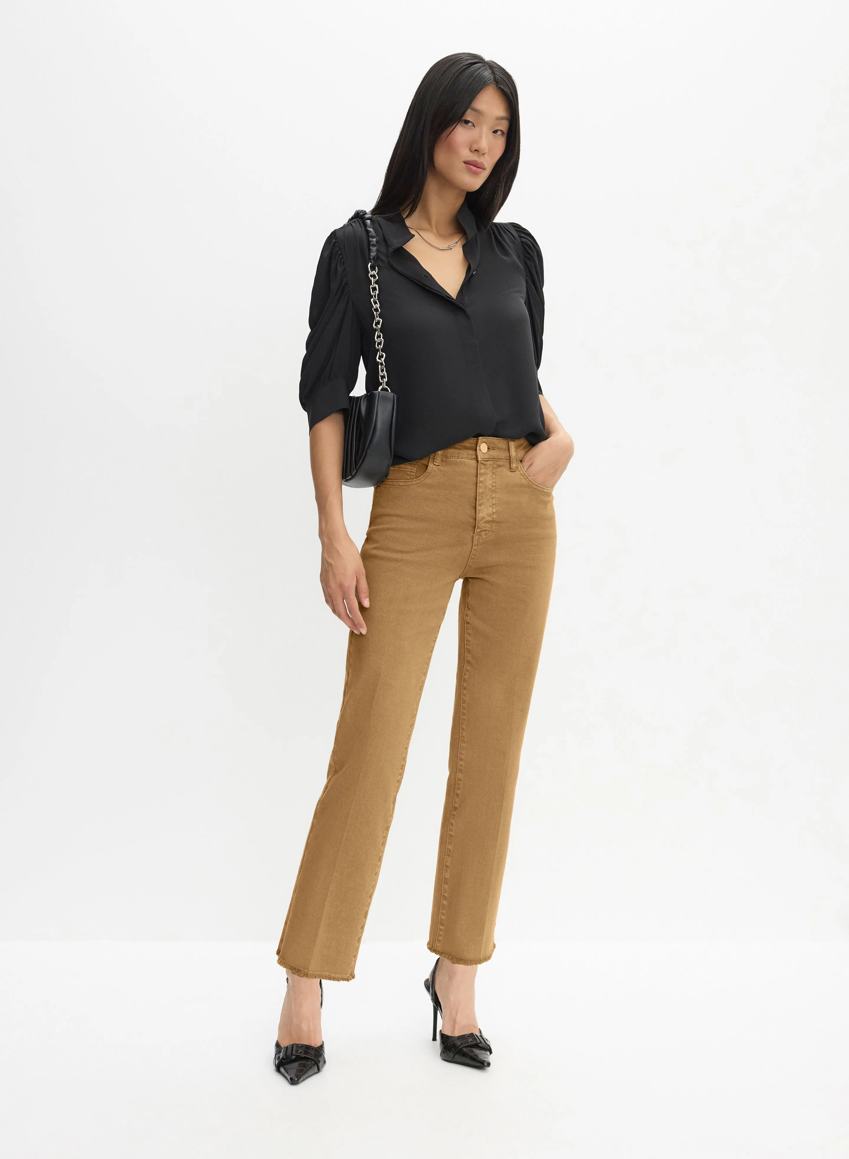 Puff Sleeve Blouse & Straight Leg Jeans sold by Melanie Lyne