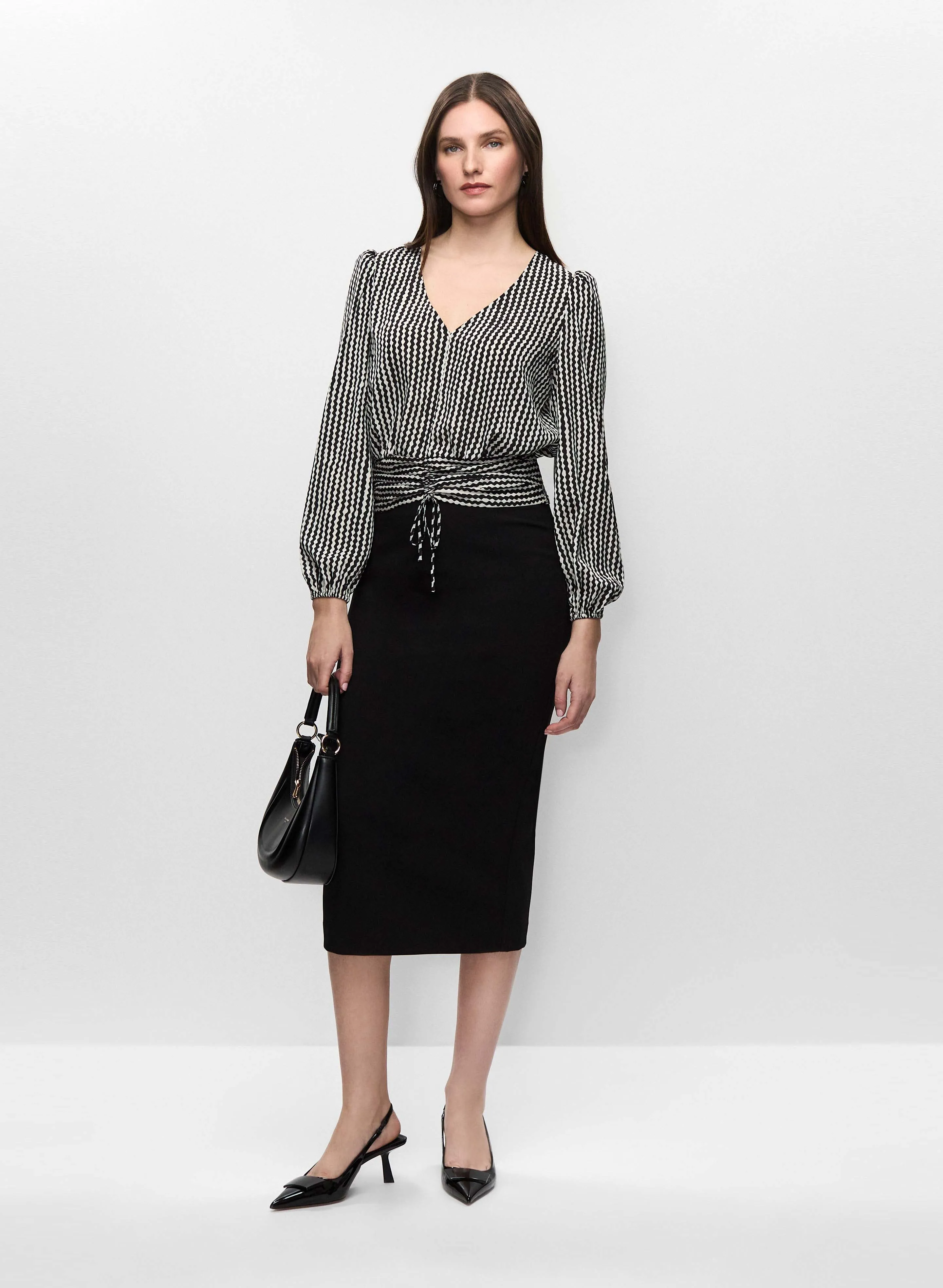 Wavy Pattern Balloon Sleeve Blouse & Midi Skirt sold by Melanie Lyne