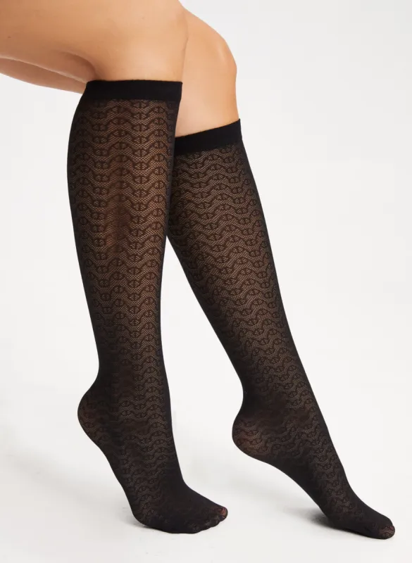Mura - Embroidered Knee-High Socks sold by Melanie Lyne