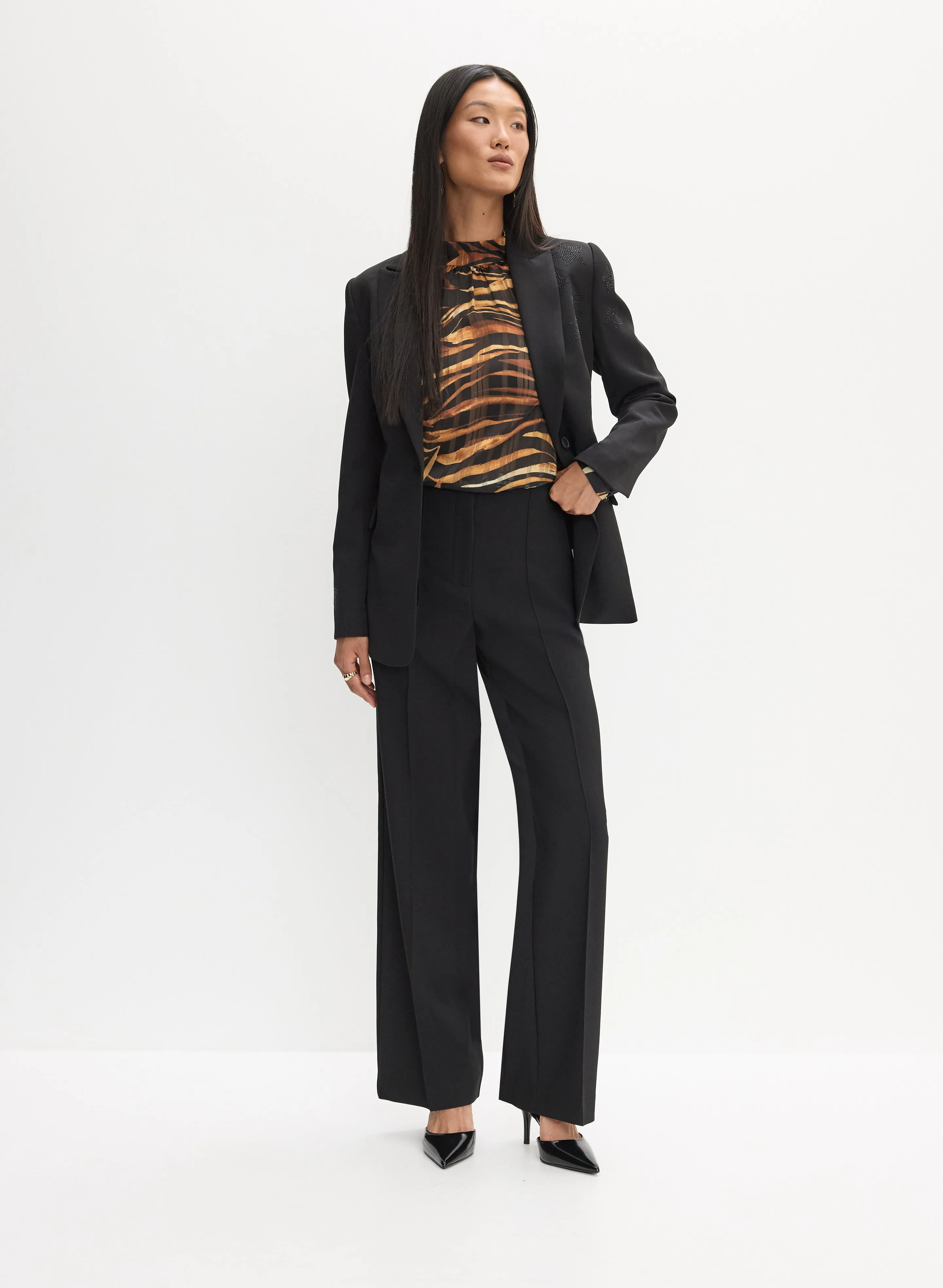 Rhinestone Detail Jacket & Wide Leg Pants sold by Melanie Lyne