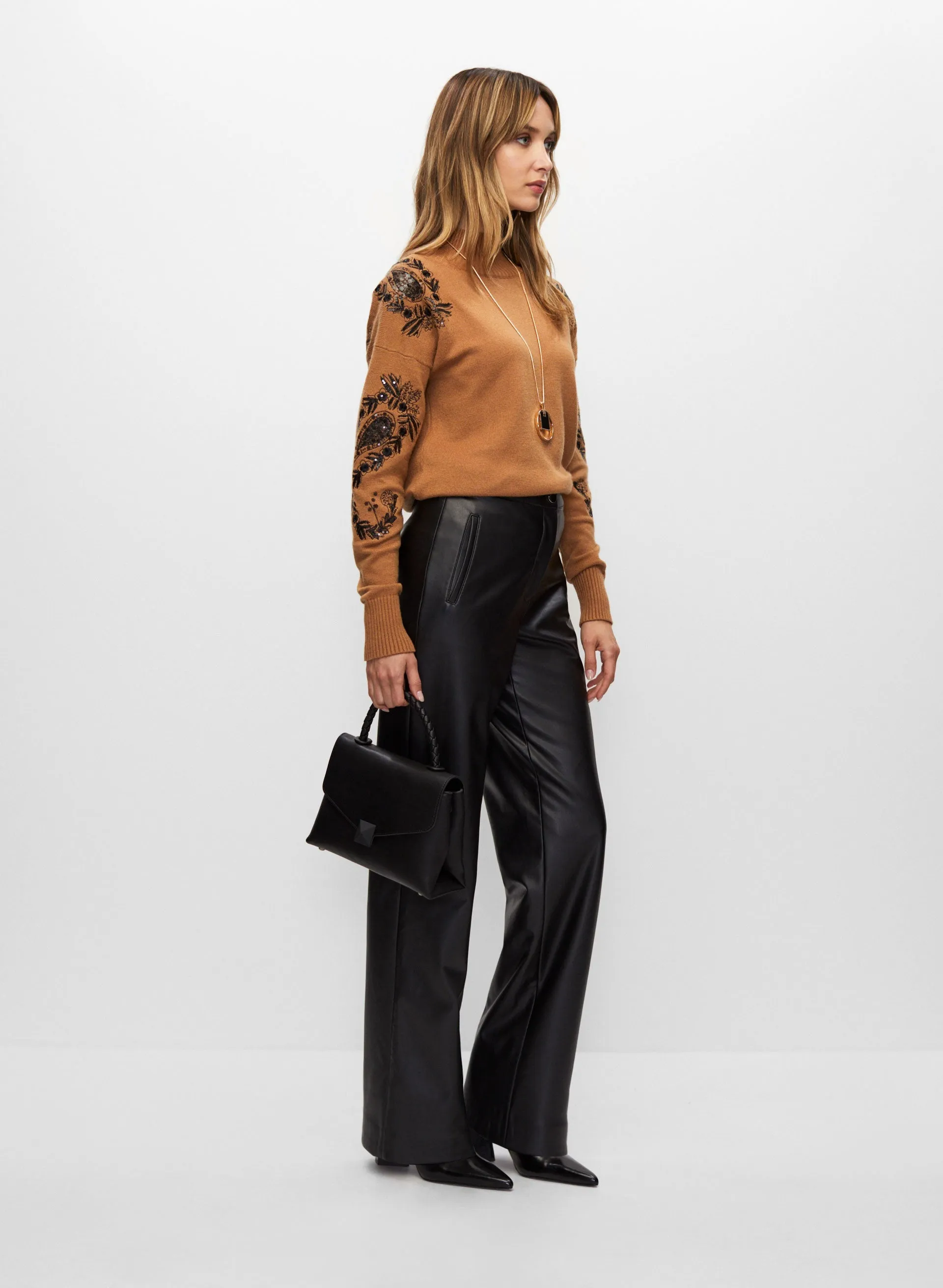 Vegan Leather Straight Leg Pants sold by Melanie Lyne product image thumbnail 5
