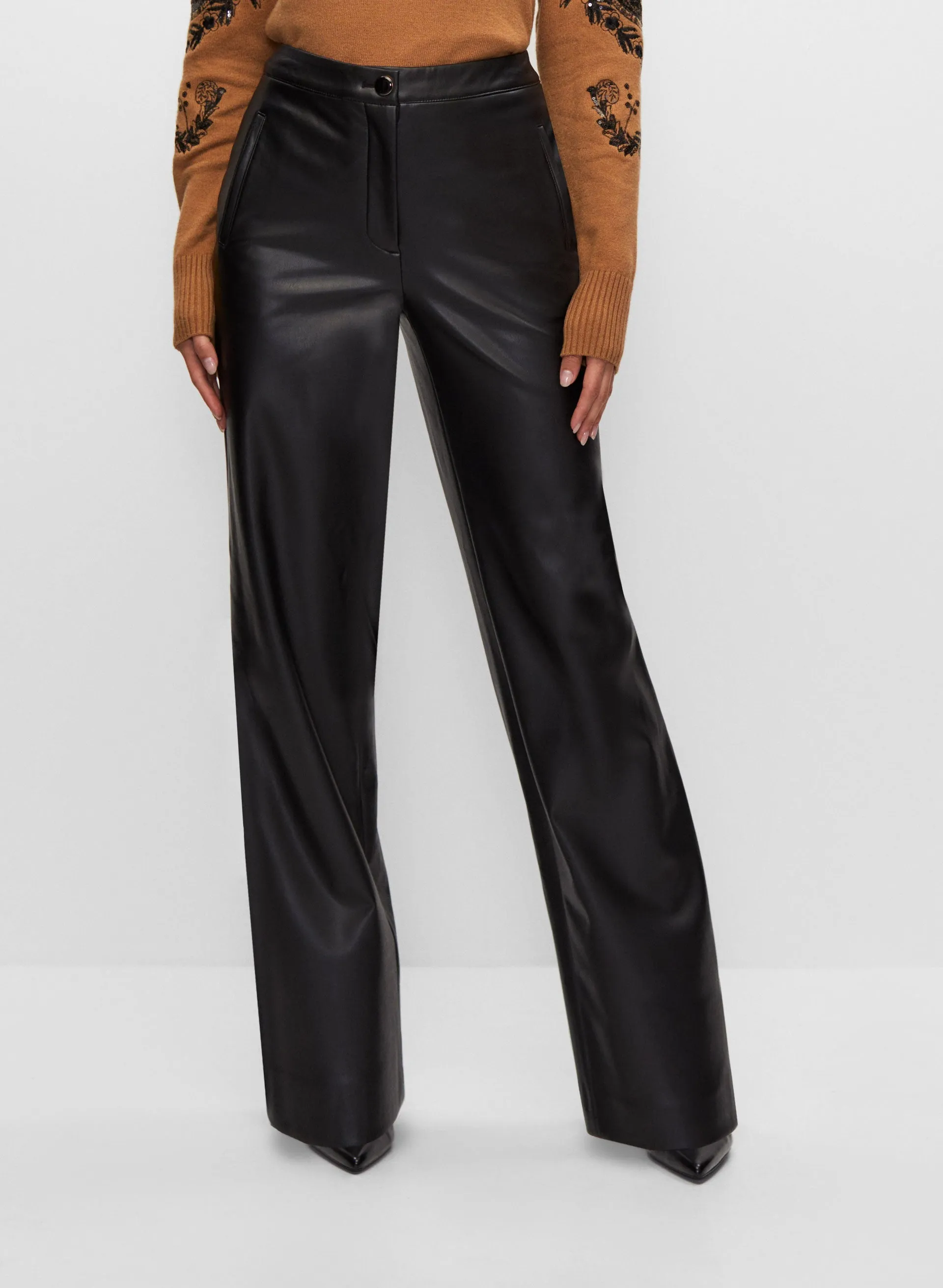Vegan Leather Straight Leg Pants sold by Melanie Lyne
