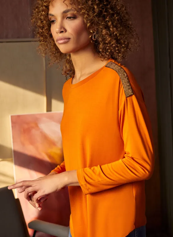 Bead Trim Long Sleeve Tee sold by Melanie Lyne
