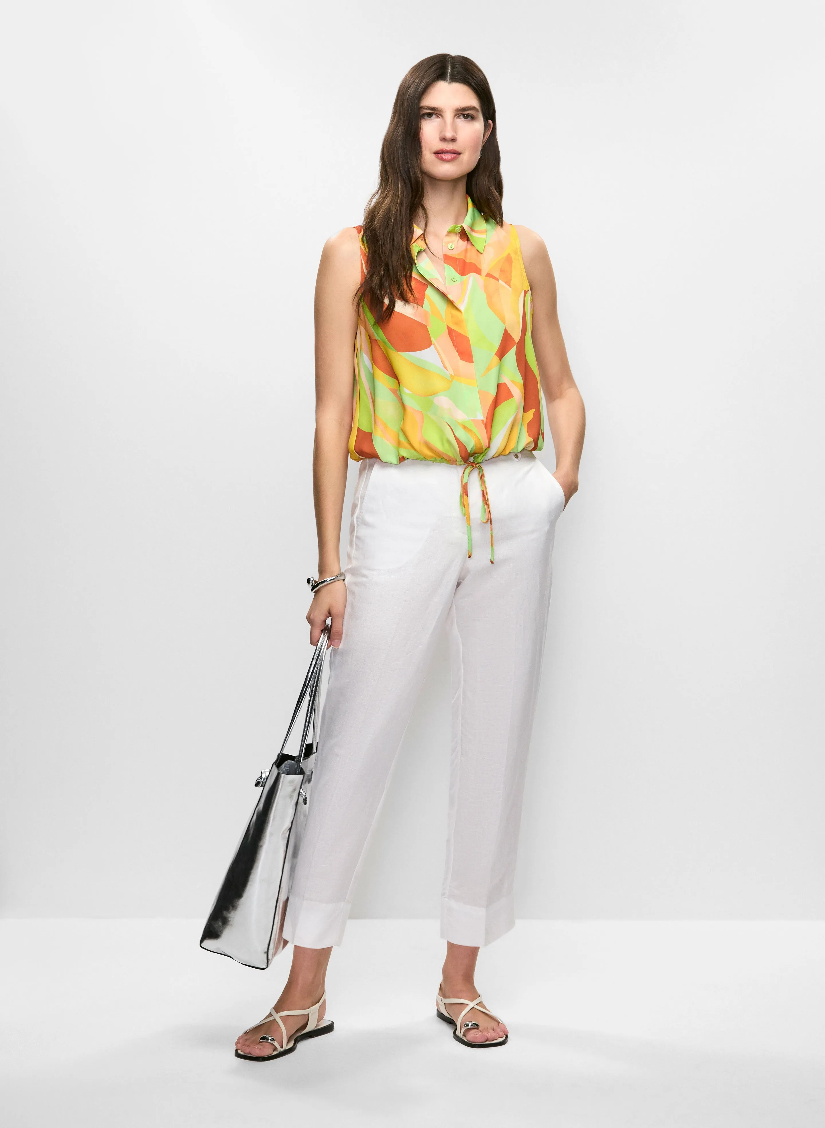 Abstract-Print Sleeveless Blouse & Linen-Blend Capri Pants sold by Melanie Lyne