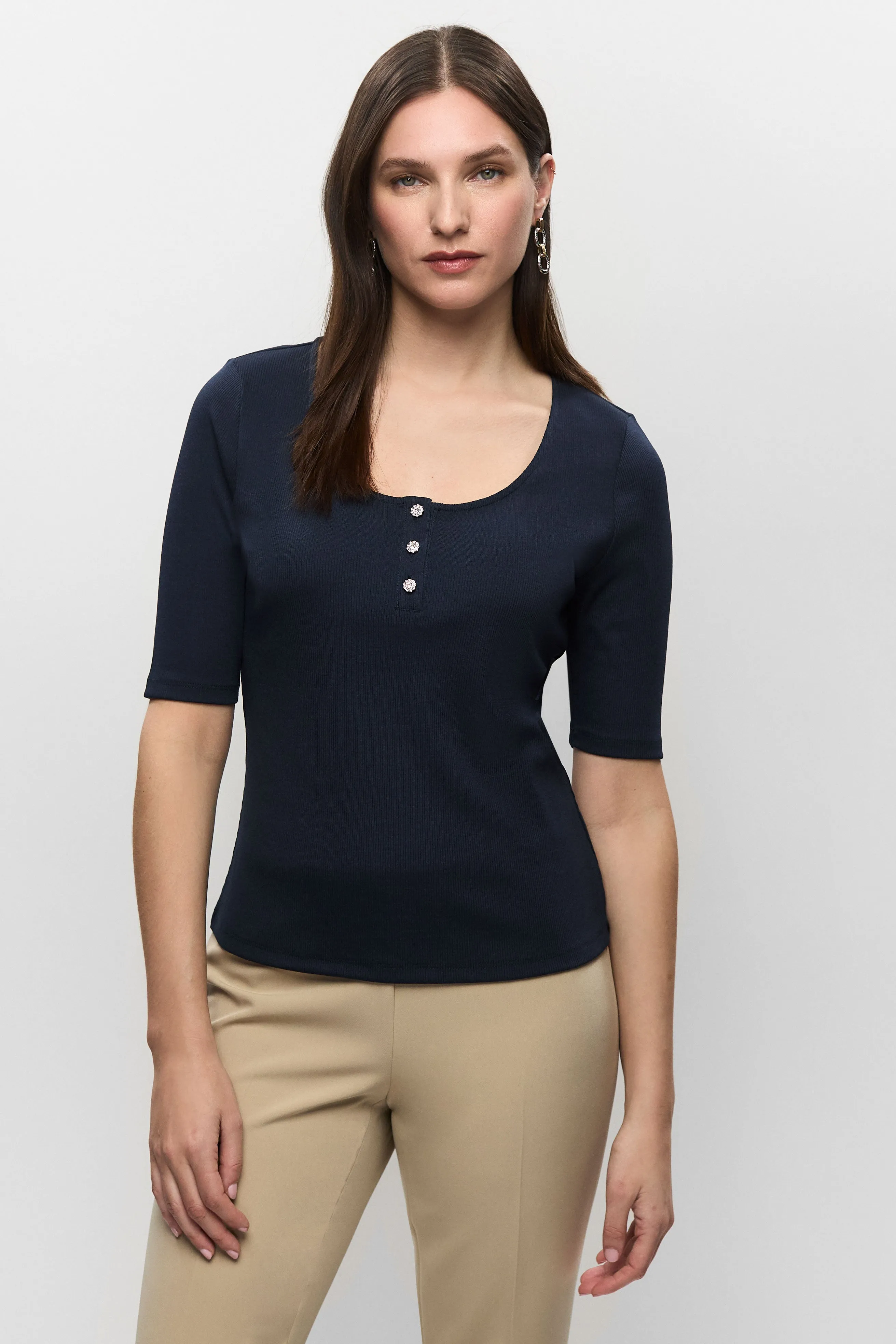 Ribbed Scoop Neck T-Shirt sold by Melanie Lyne product image thumbnail 5