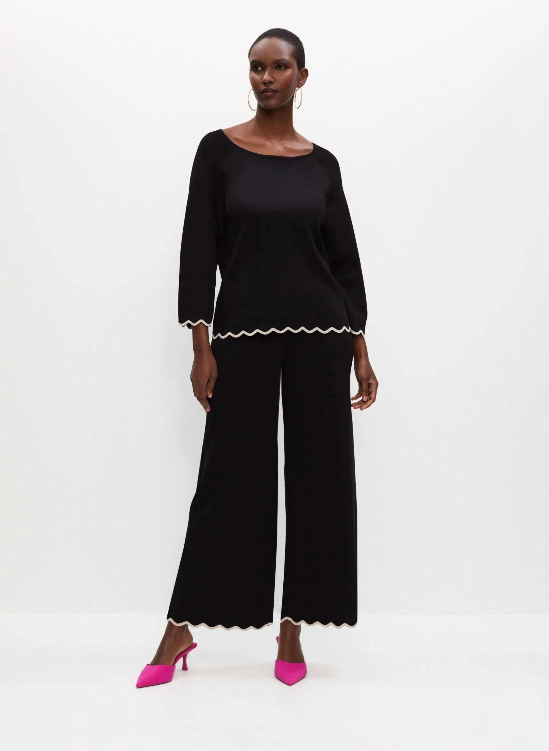 Contrast Scallop Edge Sweater sold by Melanie Lyne product image thumbnail 5