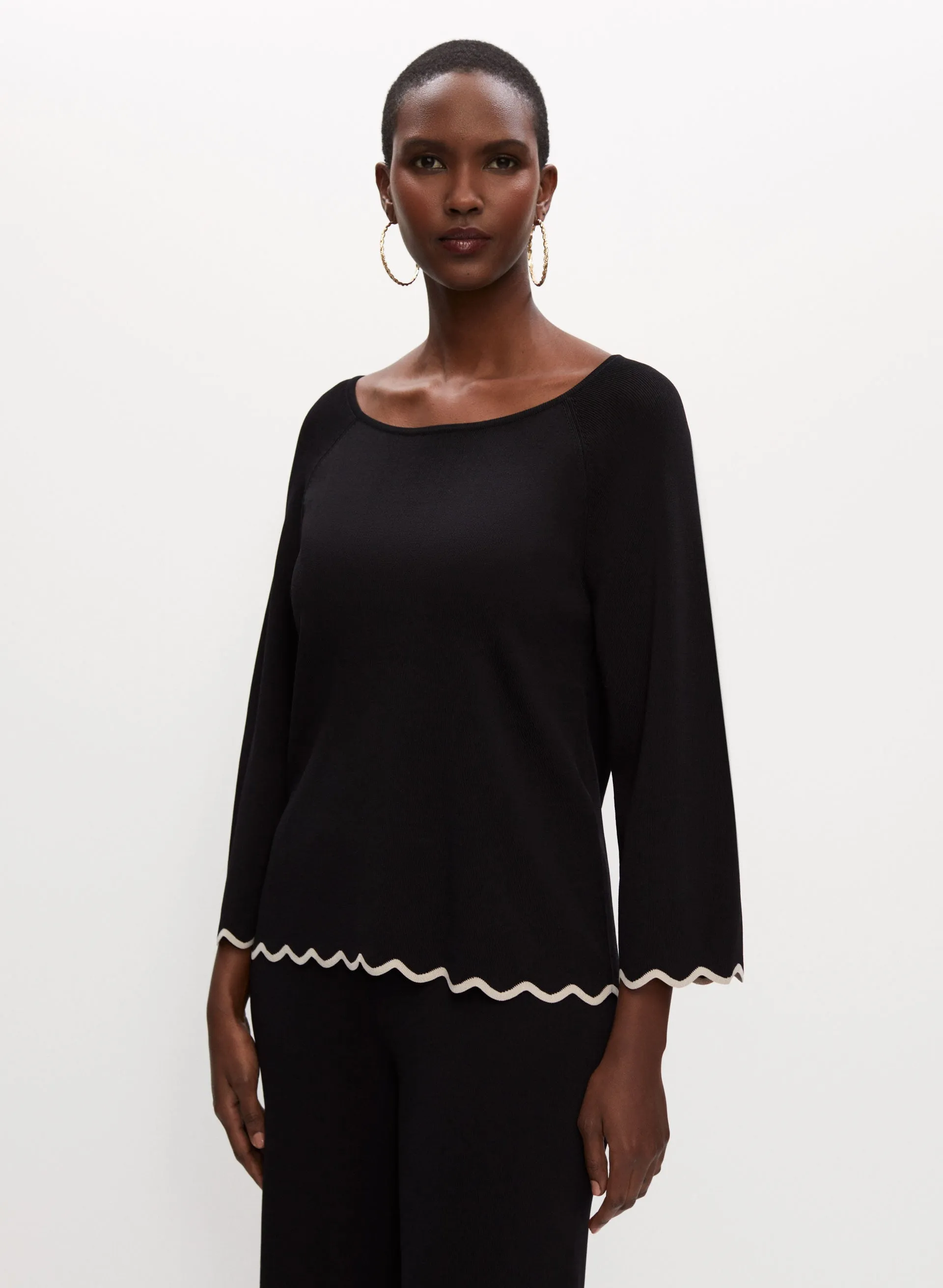 Contrast Scallop Edge Sweater sold by Melanie Lyne