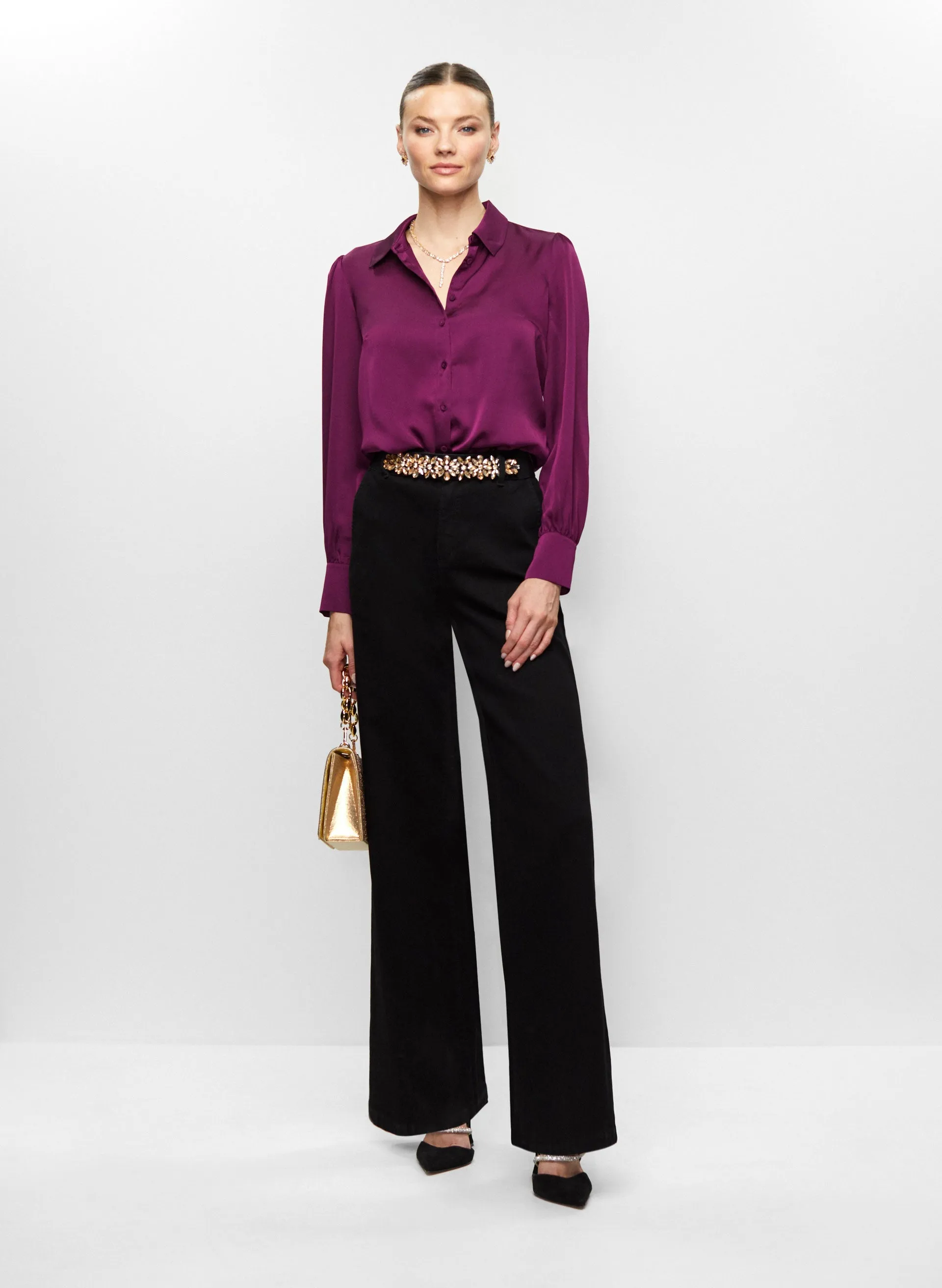 Satin Blouse & Flare Leg Jeans sold by Melanie Lyne