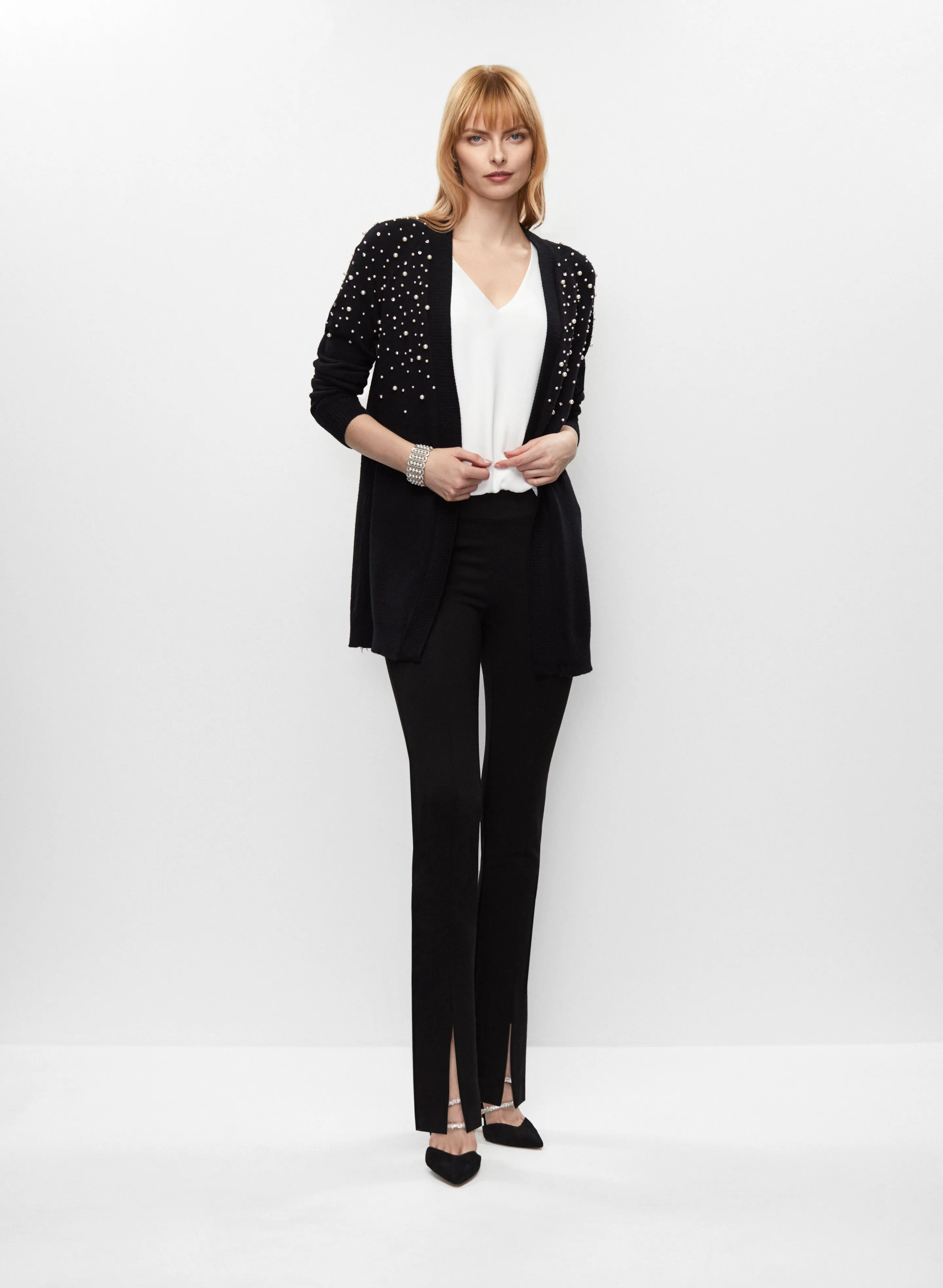 Pearl Cardigan & Slit Hem Pants sold by Melanie Lyne