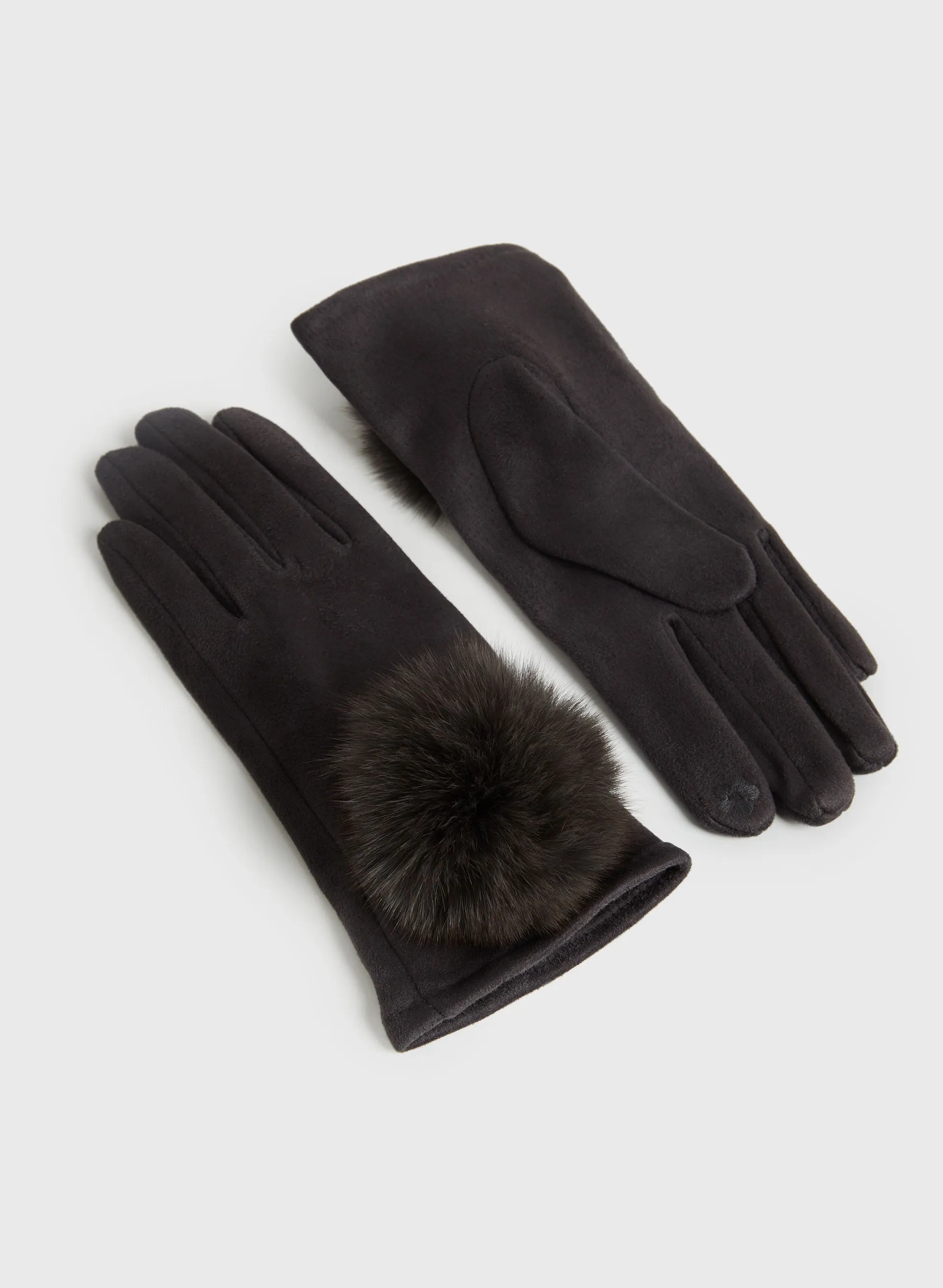 Faux Suede Pompom Gloves sold by Melanie Lyne